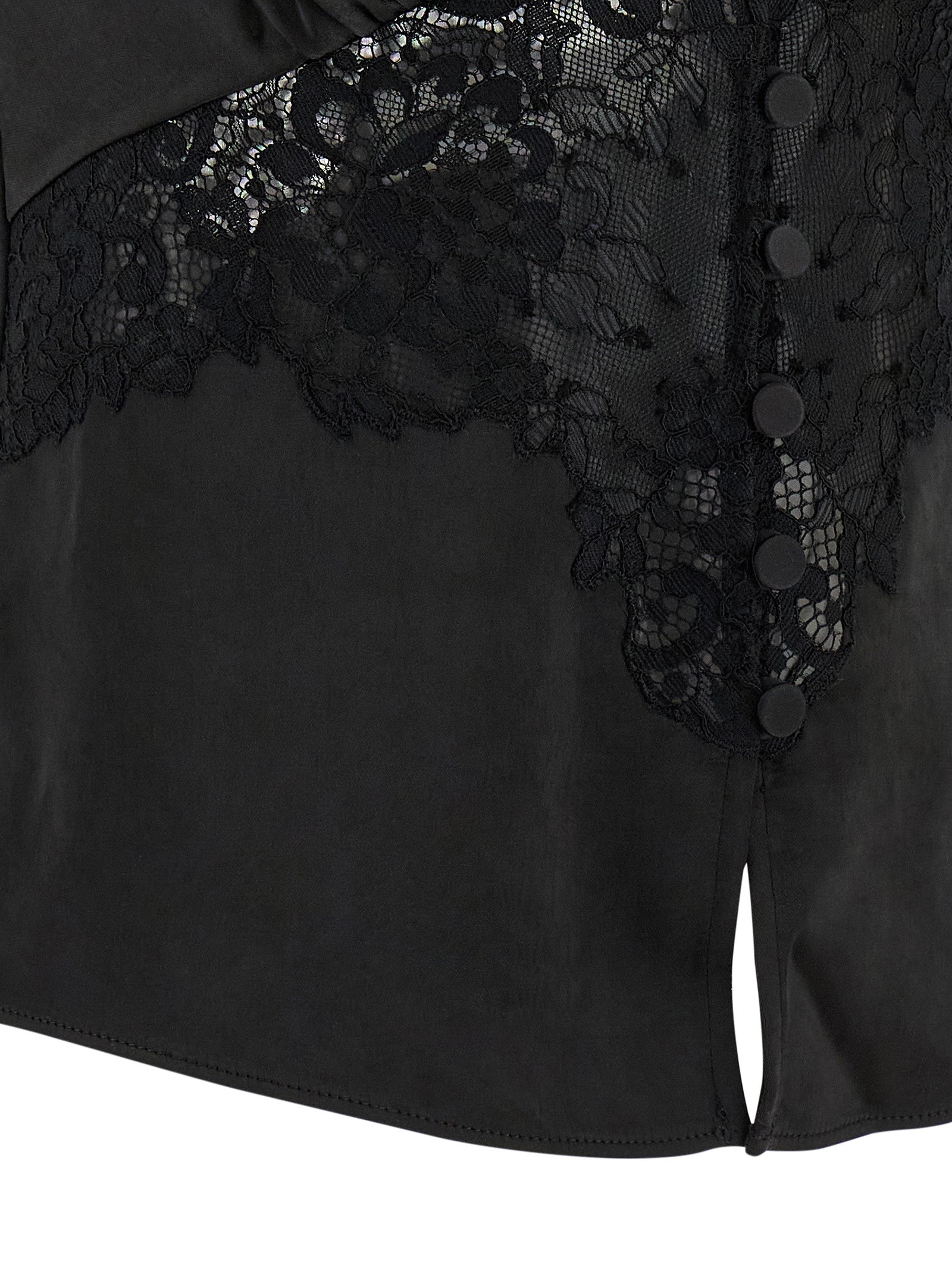 Self Portrait 'Black Satin Lace' Top
