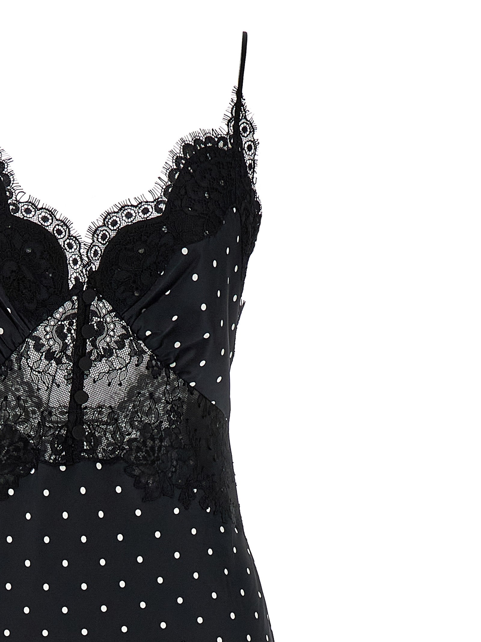 Self Portrait 'Polka Dot Satin Lace Maxi' Dress