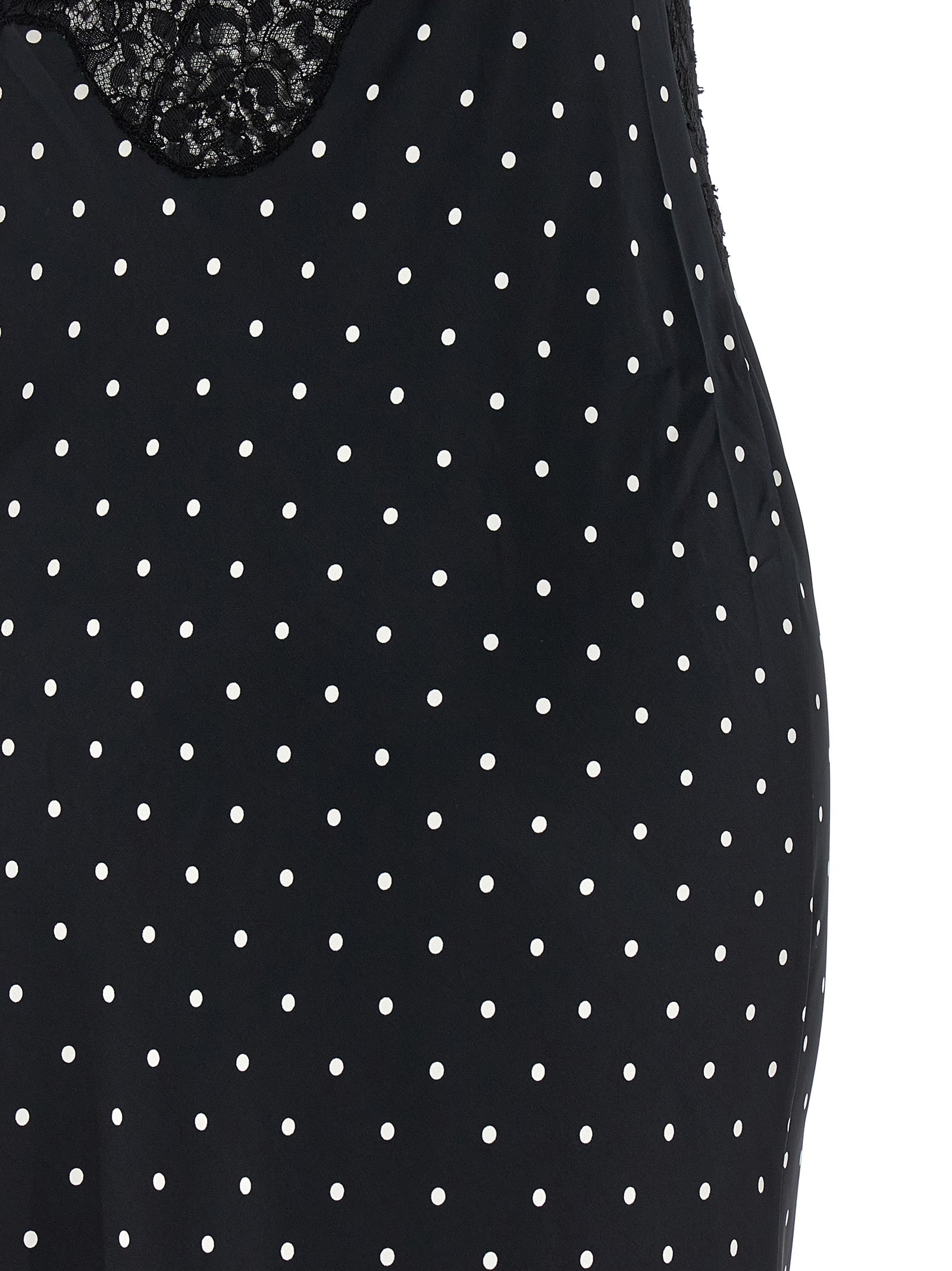 Self Portrait 'Polka Dot Satin Lace Maxi' Dress