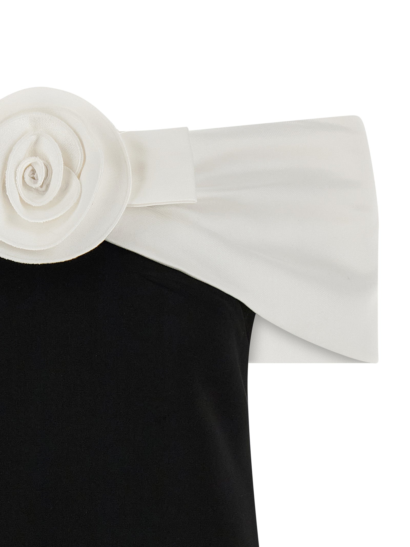 Self Portrait 'Black Crêpe Flower Mini' Dress