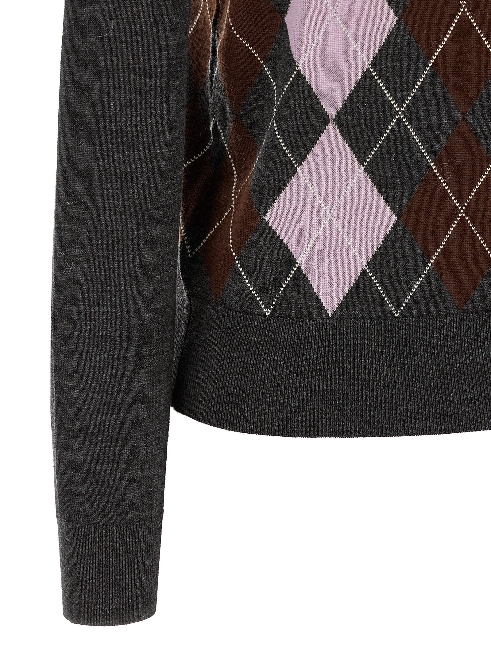 Self Portrait 'Grey Argyle Lightweight' Sweater