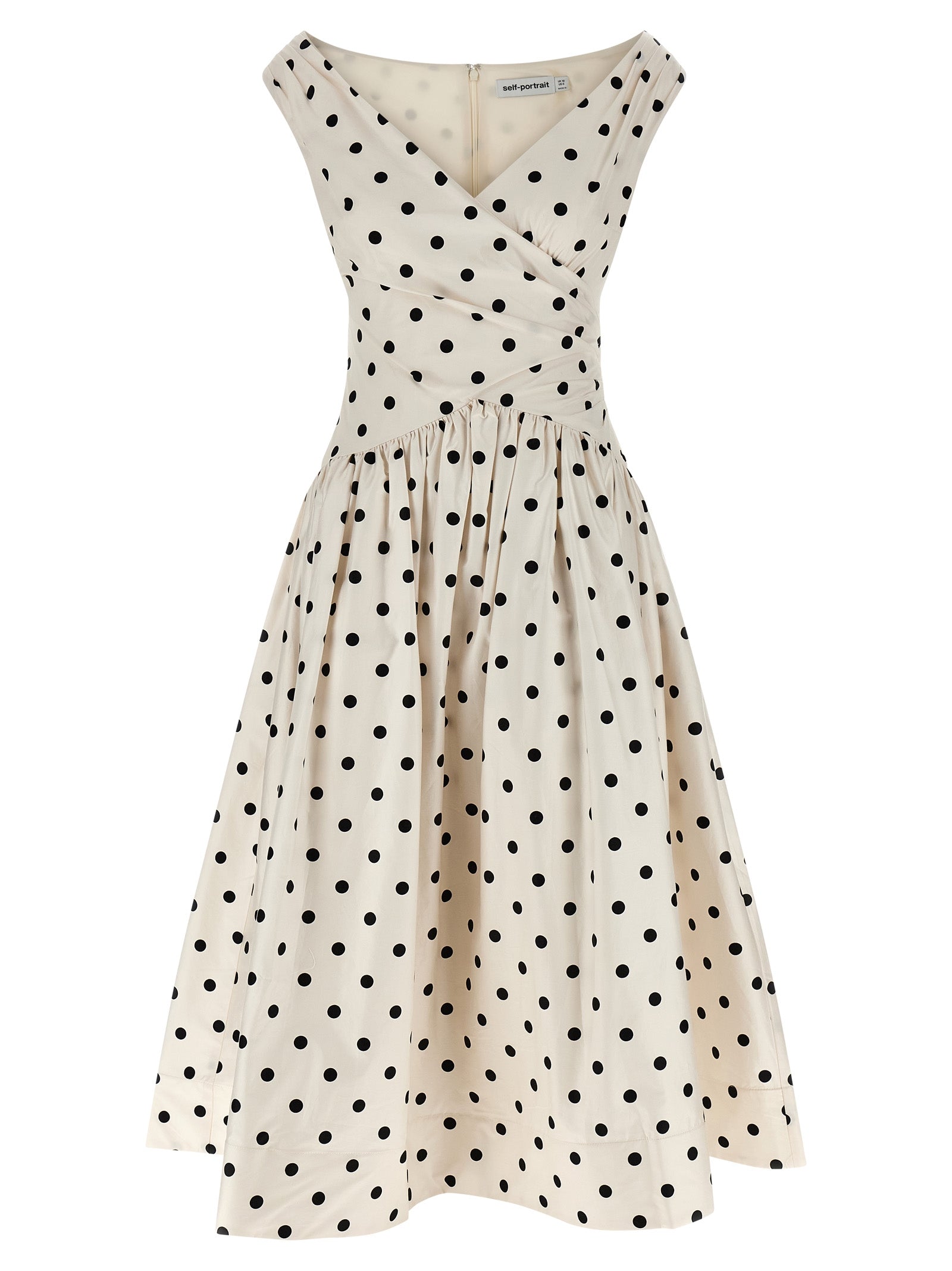 Self Portrait 'Cream Polka Dot Cotton Midi' Dress