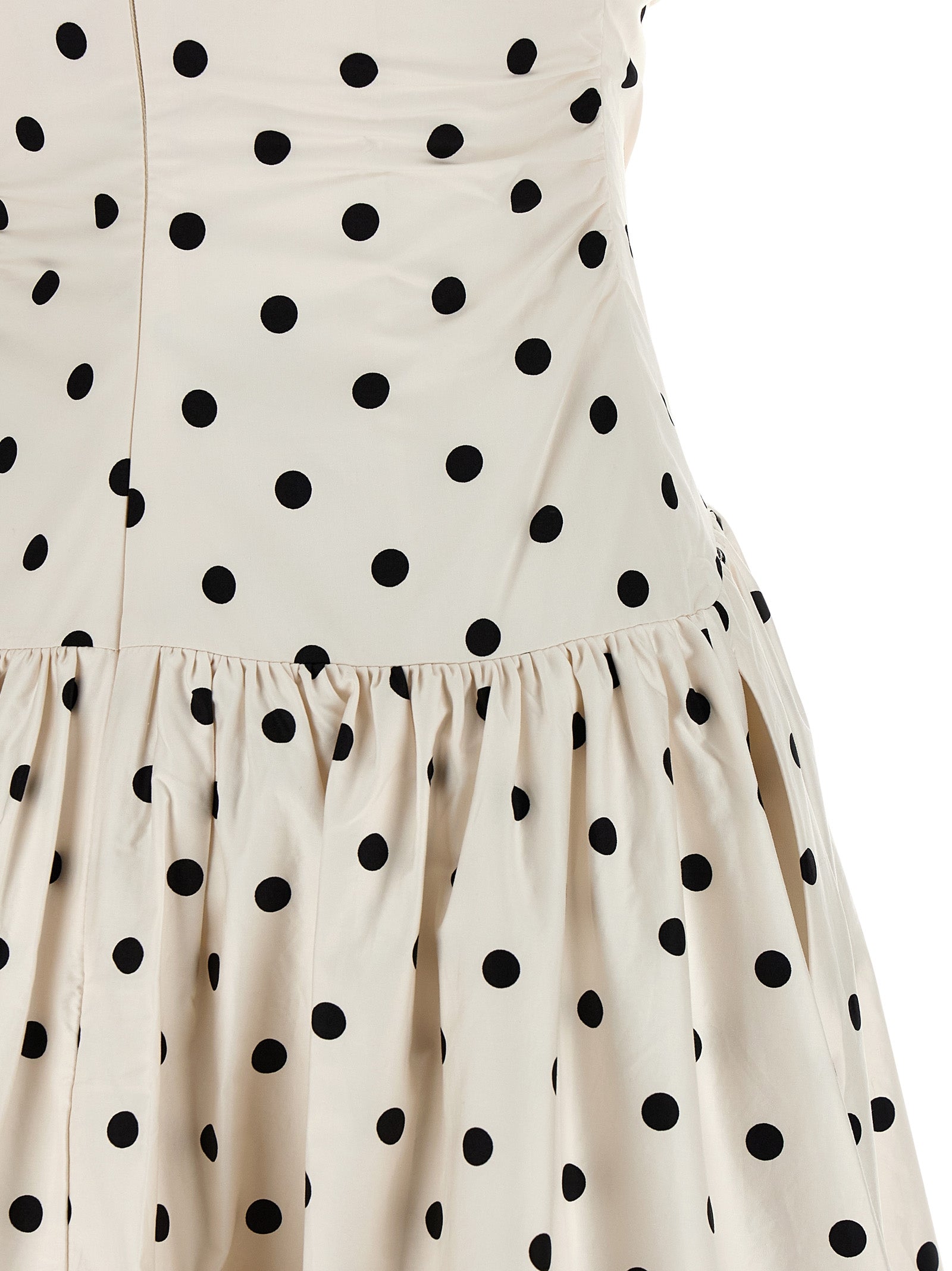 Self Portrait 'Cream Polka Dot Cotton Midi' Dress