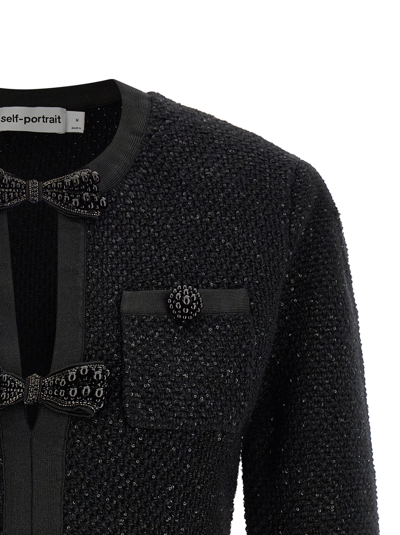 Self Portrait 'Black Sequin Knit Mini' Dress