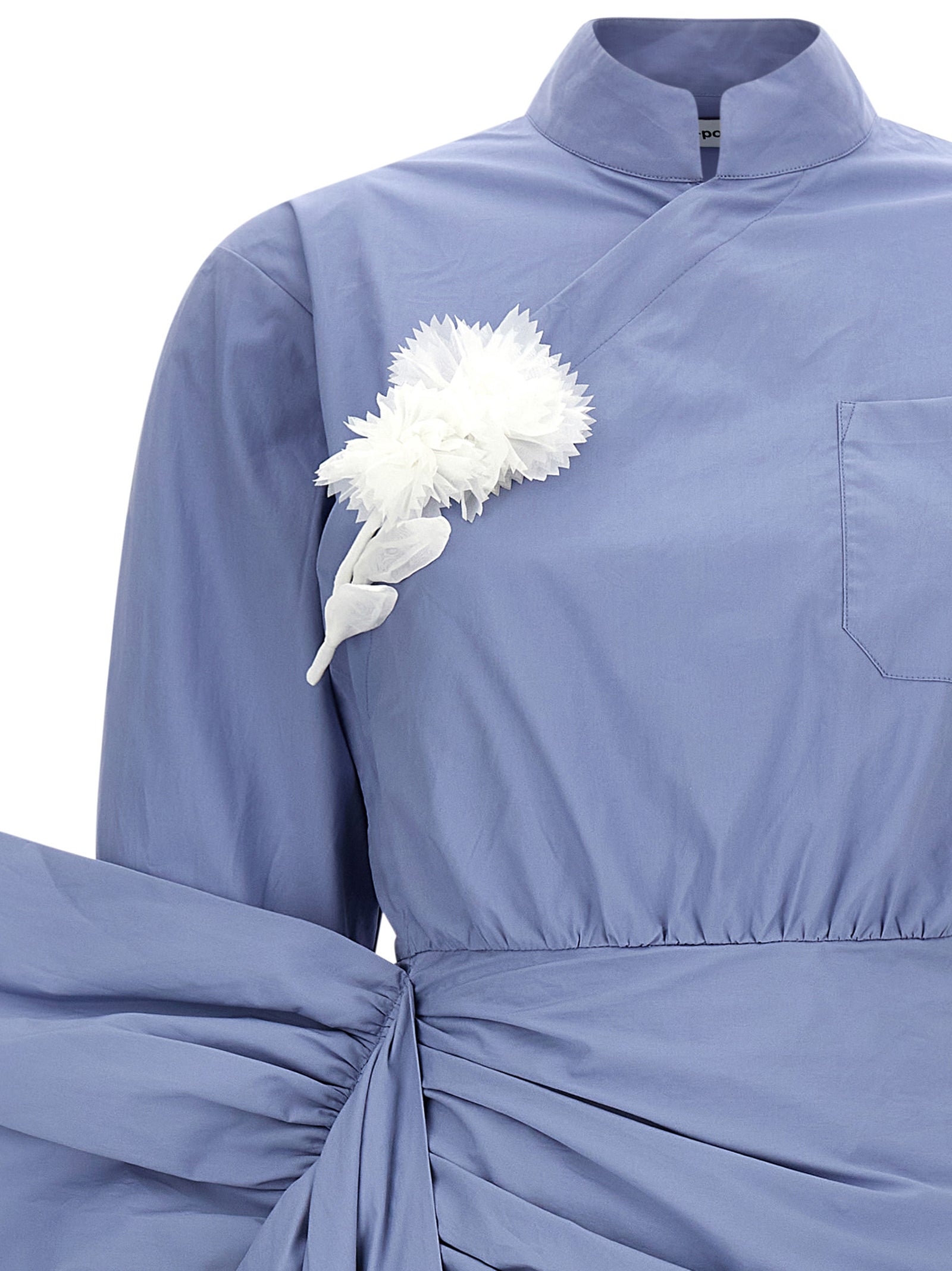 Self Portrait 'Blue Cotton Tie Side Mini' Dress