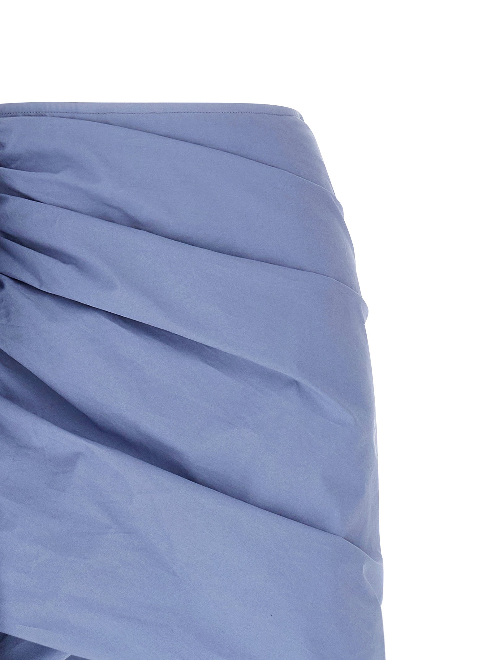 Self Portrait 'Blue Cotton Tie Side Mini' Skirt