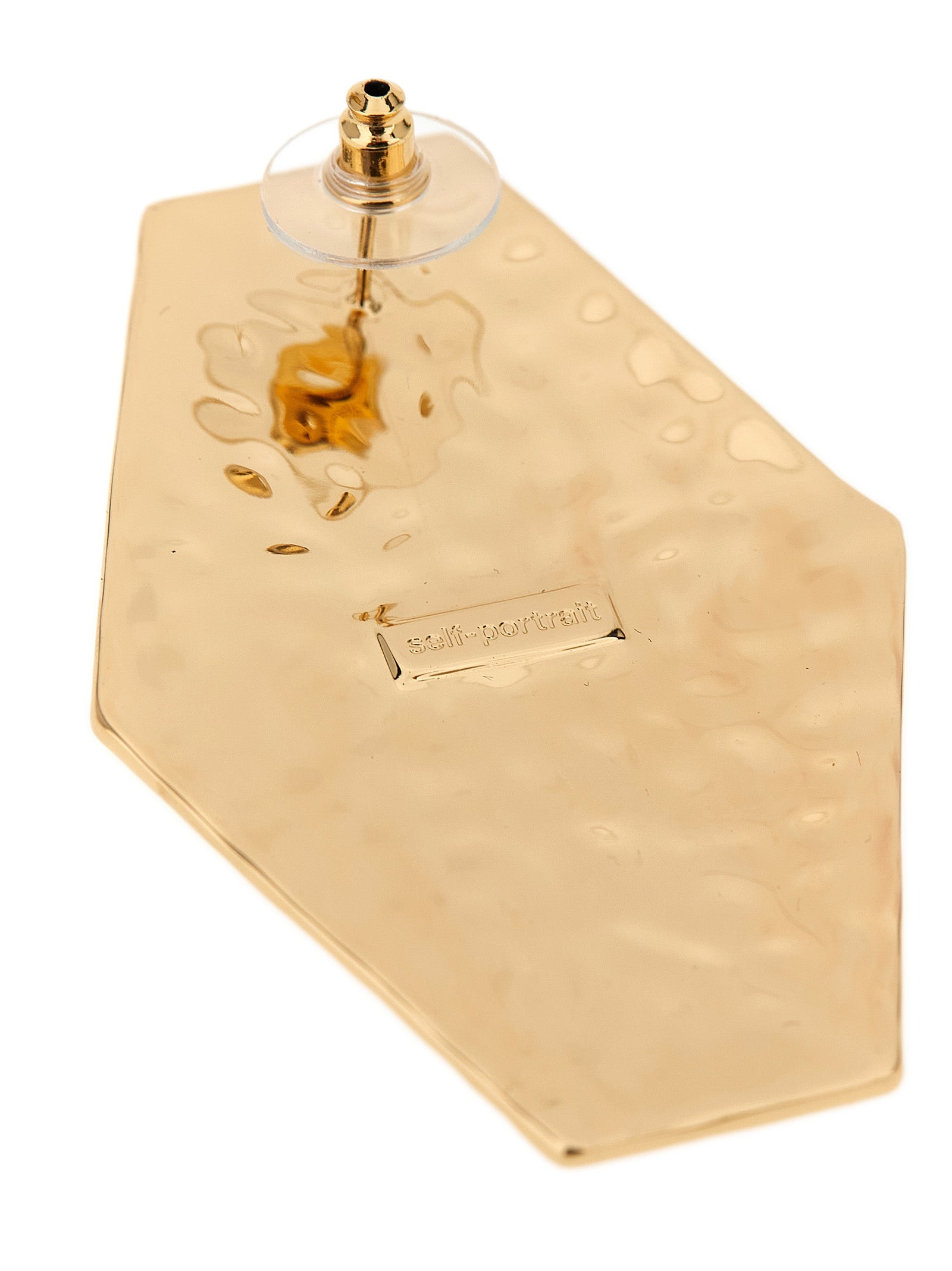 Self Portrait 'Large Hammered Gold Pearl' Earrings