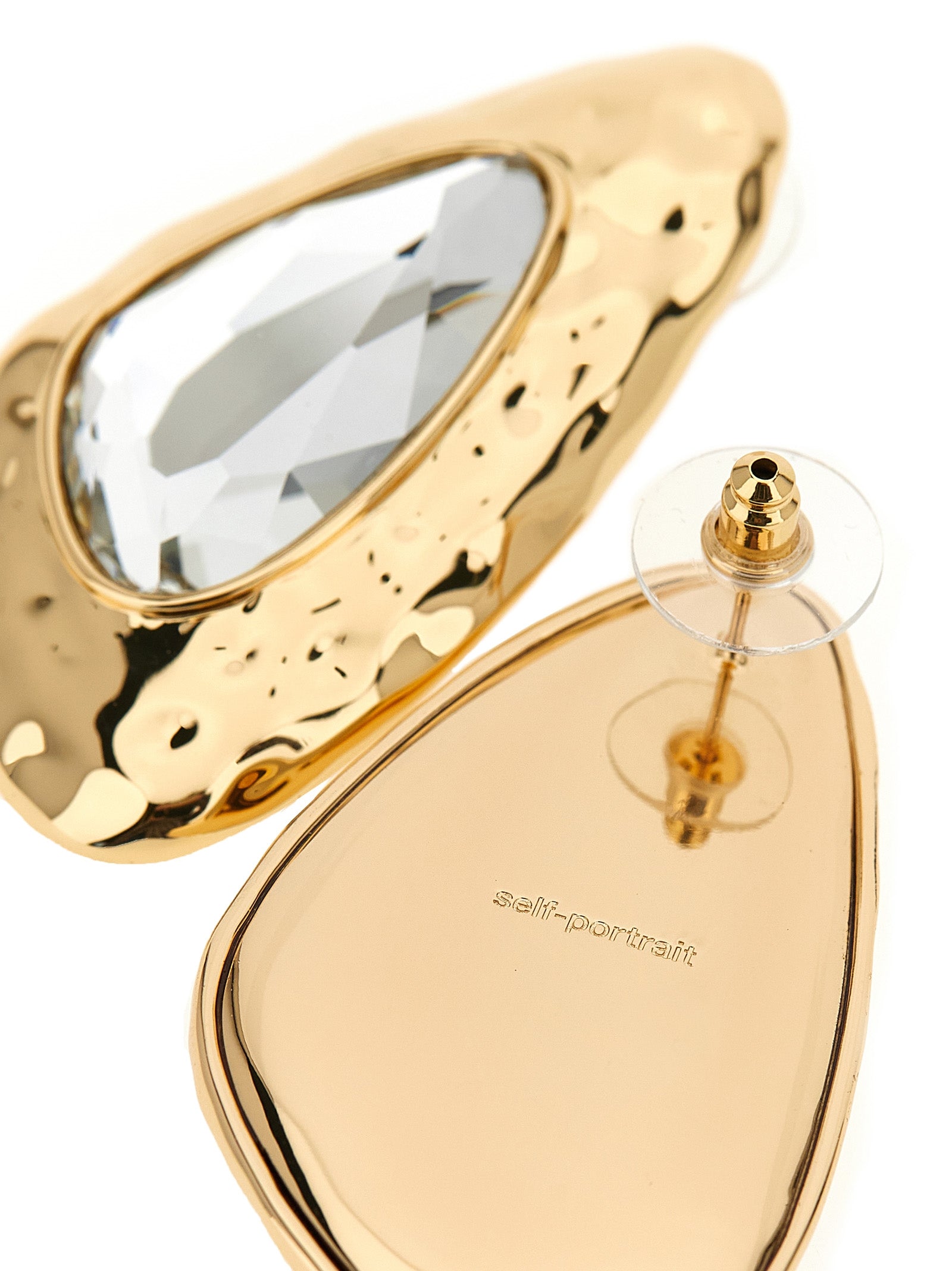 Self Portrait 'Hammered Gold Crystal' Earrings