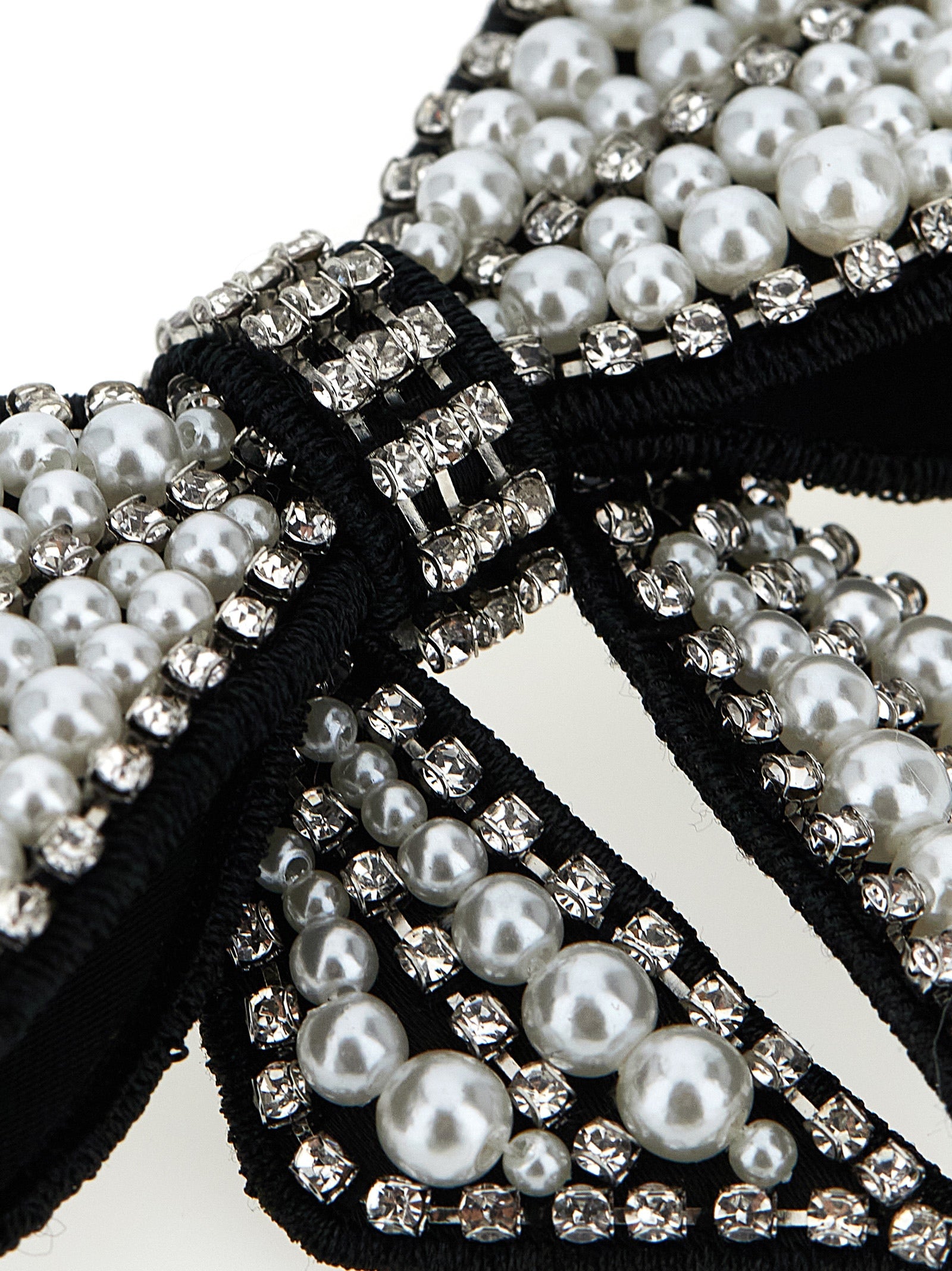 Self Portrait 'Black Pearl Satin Bow' Hair Clip