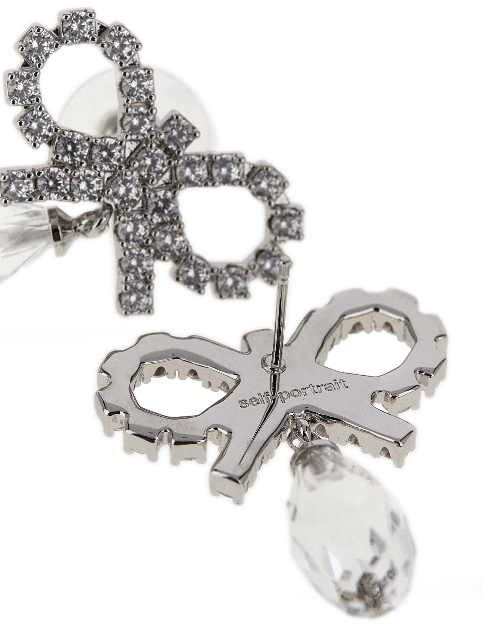 Self Portrait 'Bow Crystal Droplet' Earrings