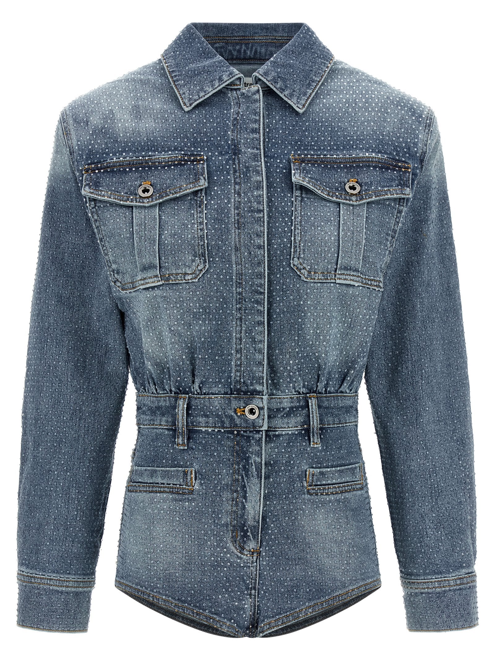 Self Portrait 'Rhinestone Denim' Jumpsuit