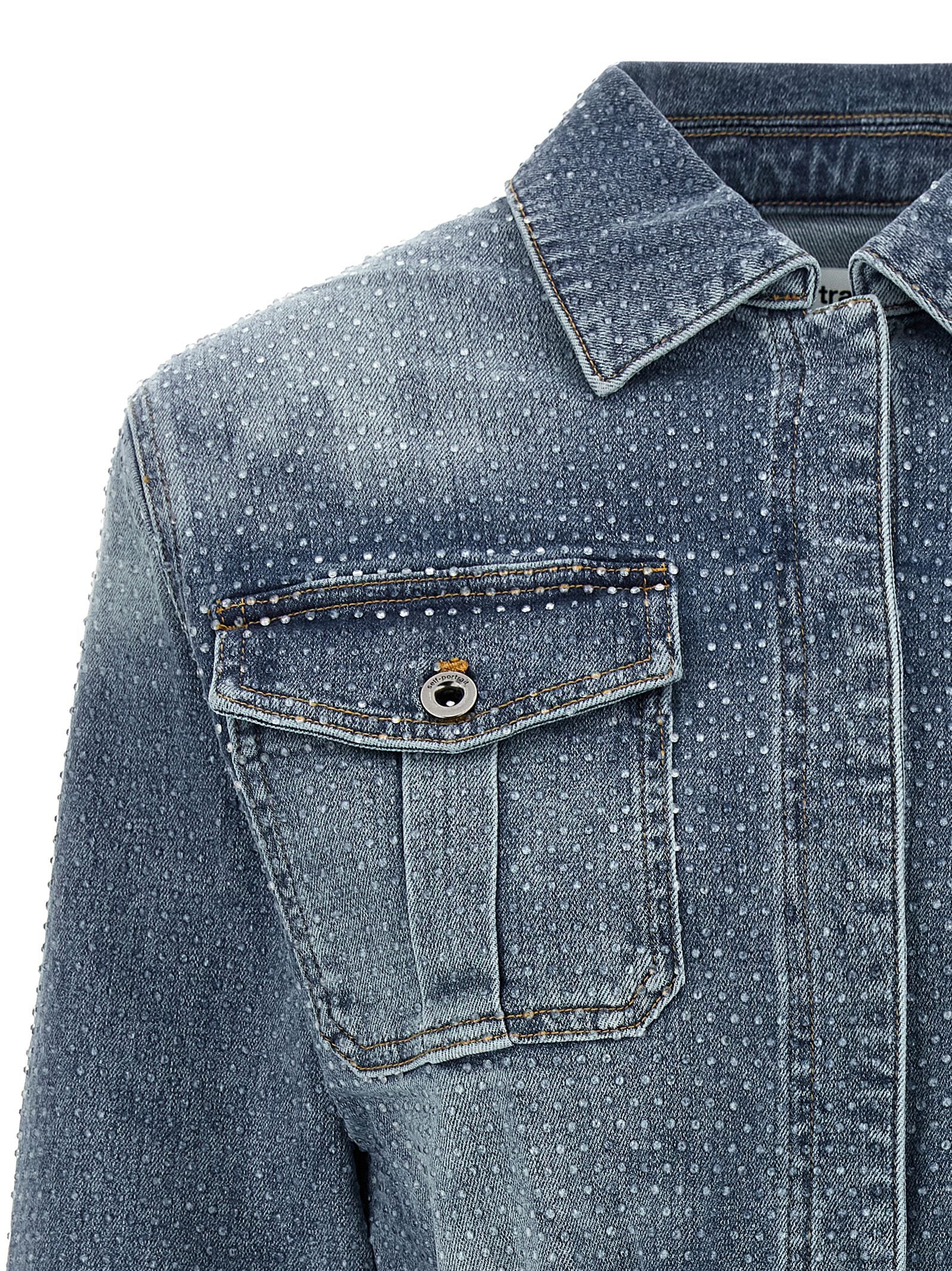 Self Portrait 'Rhinestone Denim' Jumpsuit