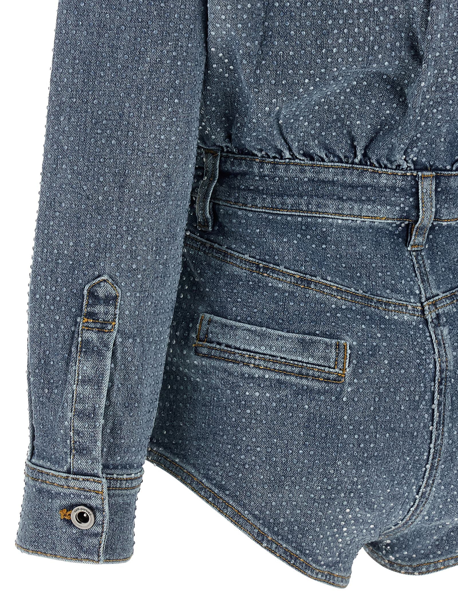 Self Portrait 'Rhinestone Denim' Jumpsuit