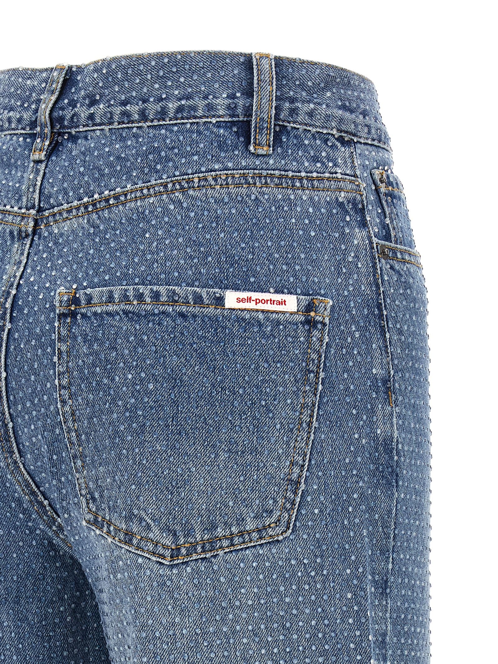 Self Portrait 'Rhinestone Denim Straight Leg' Jeans