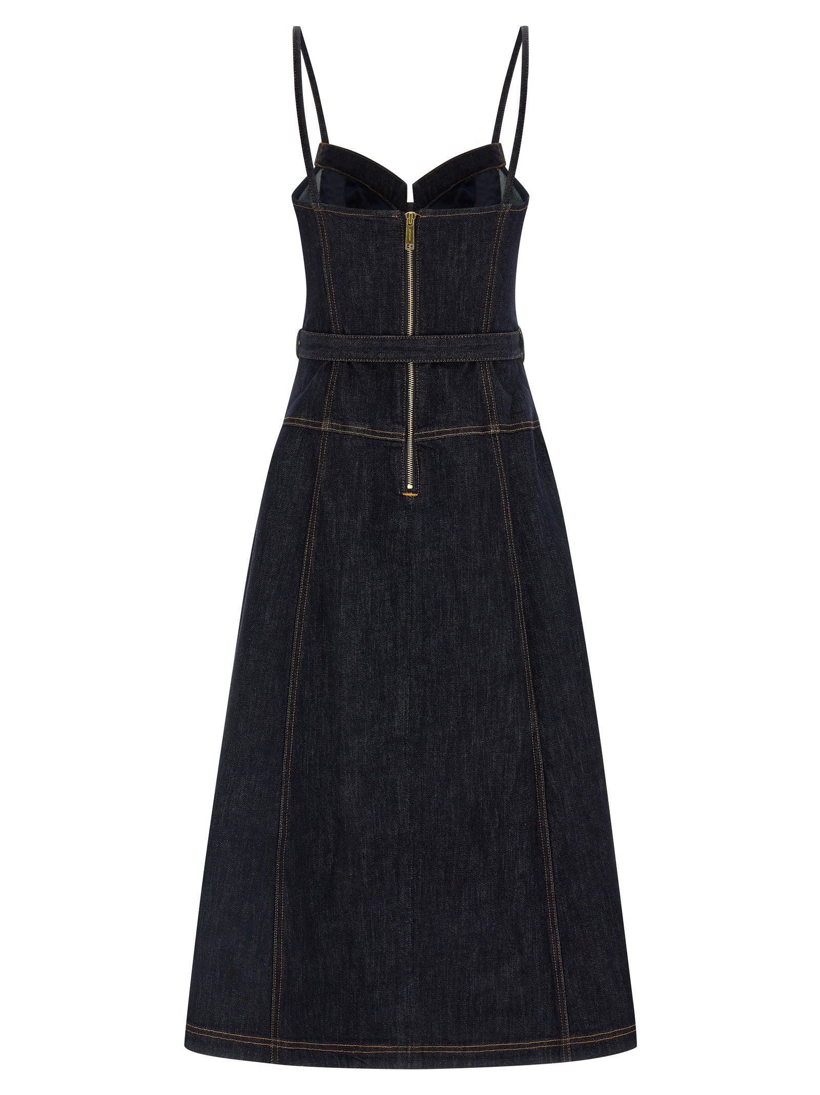 Self Portrait 'Indigo Denim Flared Midi' Dress