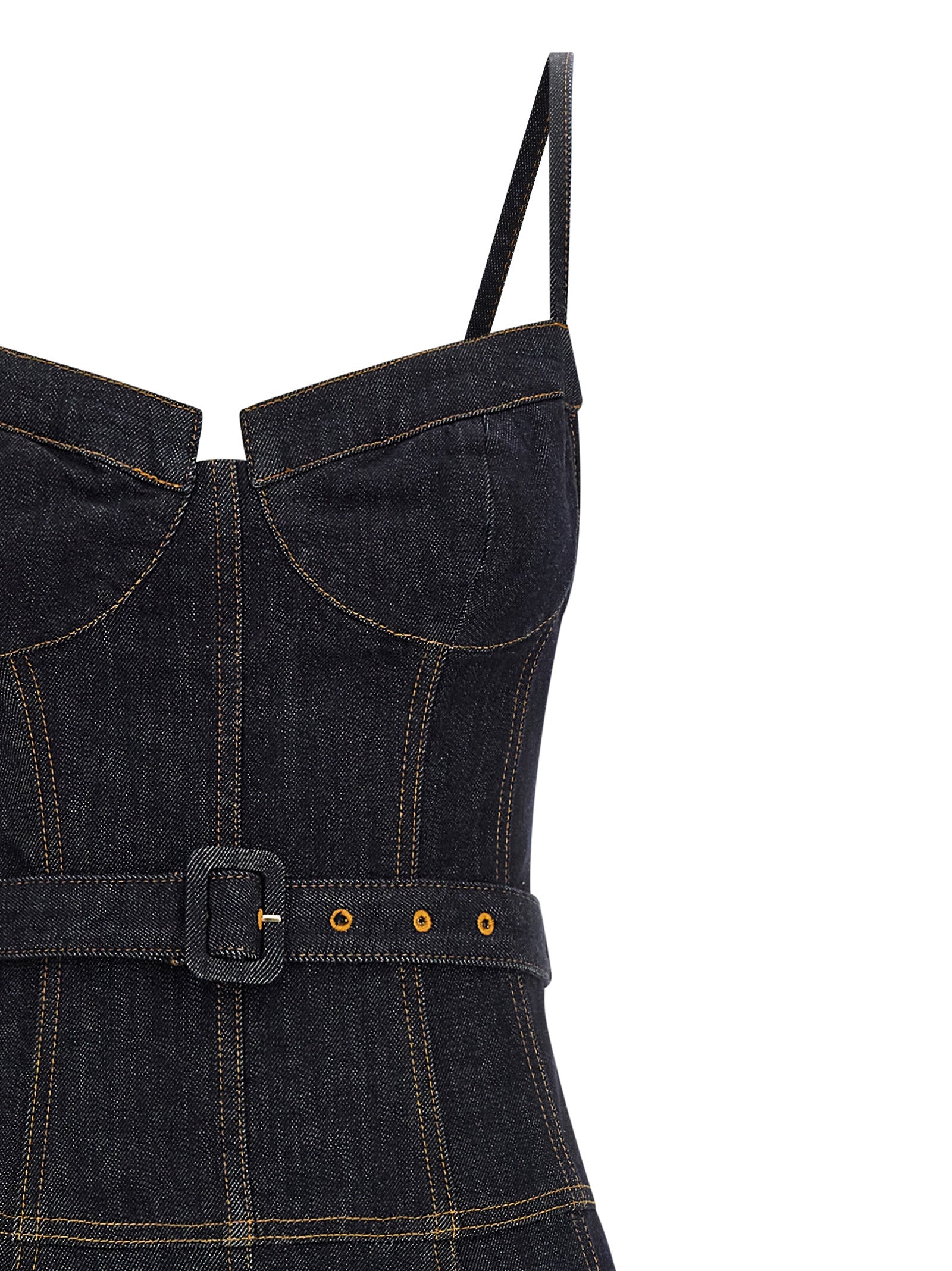 Self Portrait 'Indigo Denim Flared Midi' Dress