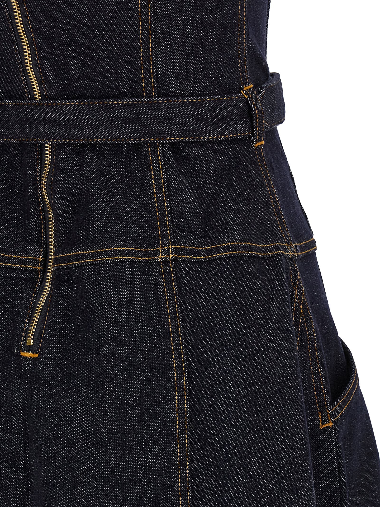 Self Portrait 'Indigo Denim Flared Midi' Dress