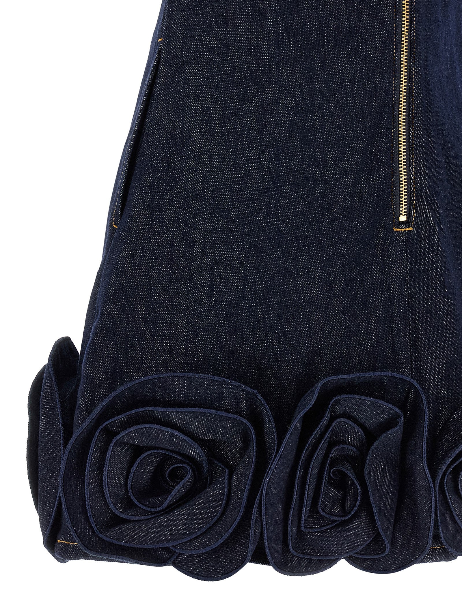 Self Portrait 'Indigo Denim 3D Flower Mini' Dress
