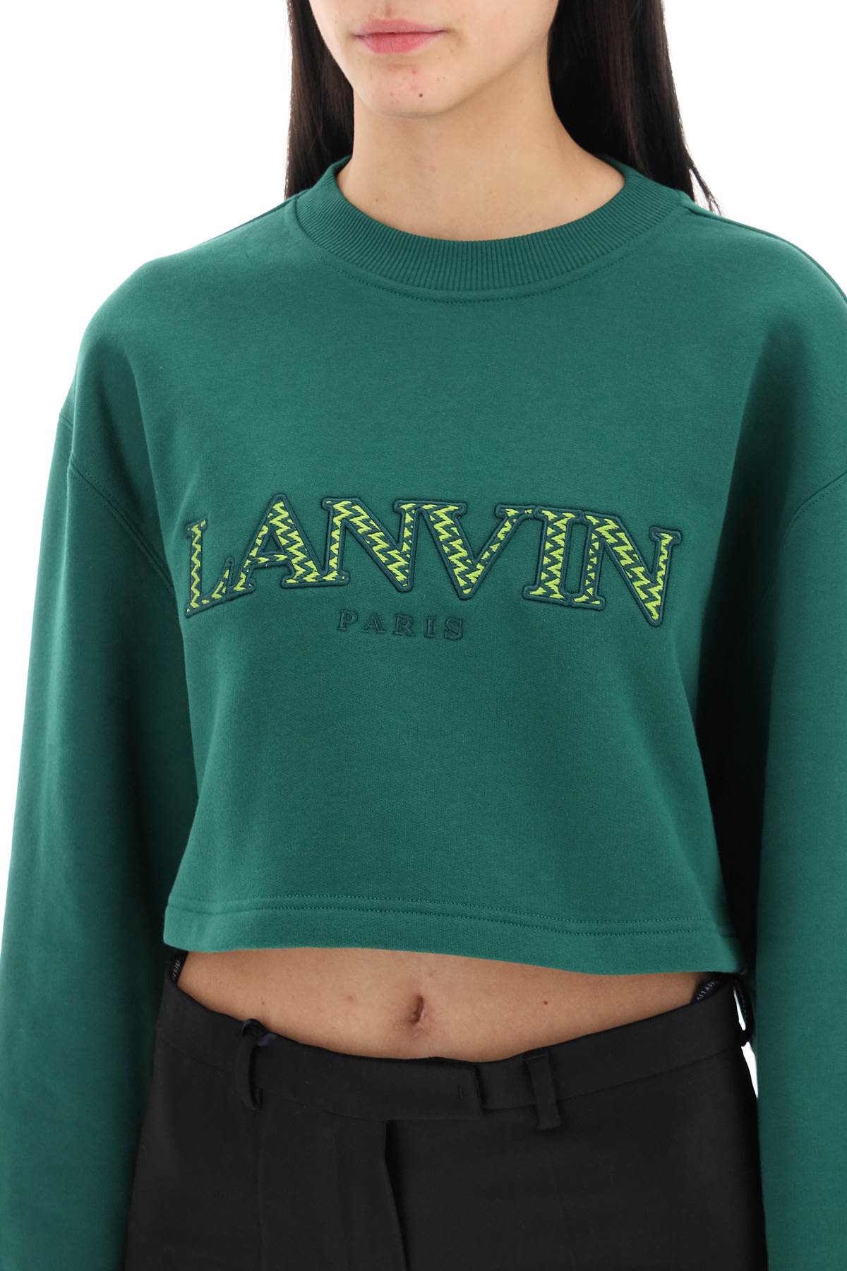 Lanvin Cropped Sweatshirt With Embroidered Logo Patch