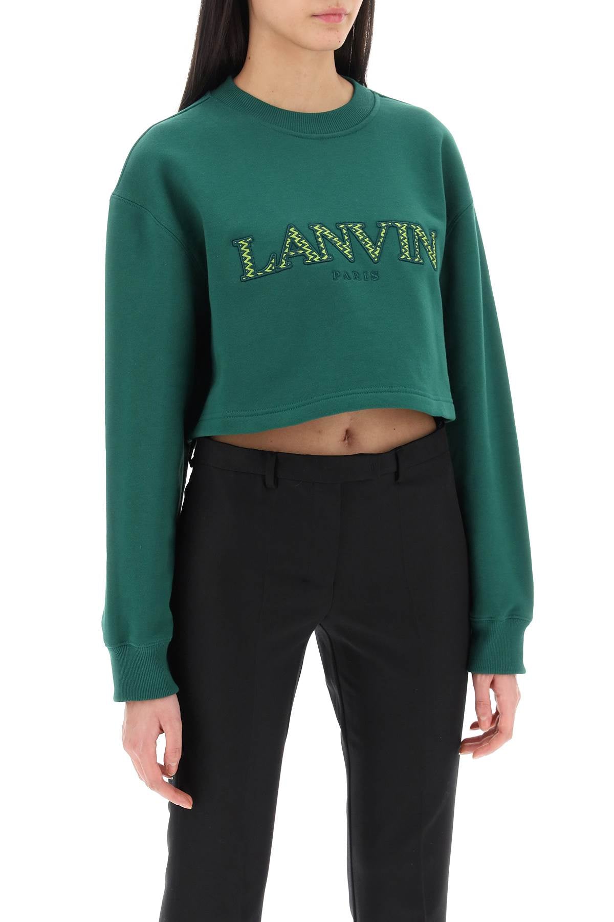 Lanvin Cropped Sweatshirt With Embroidered Logo Patch