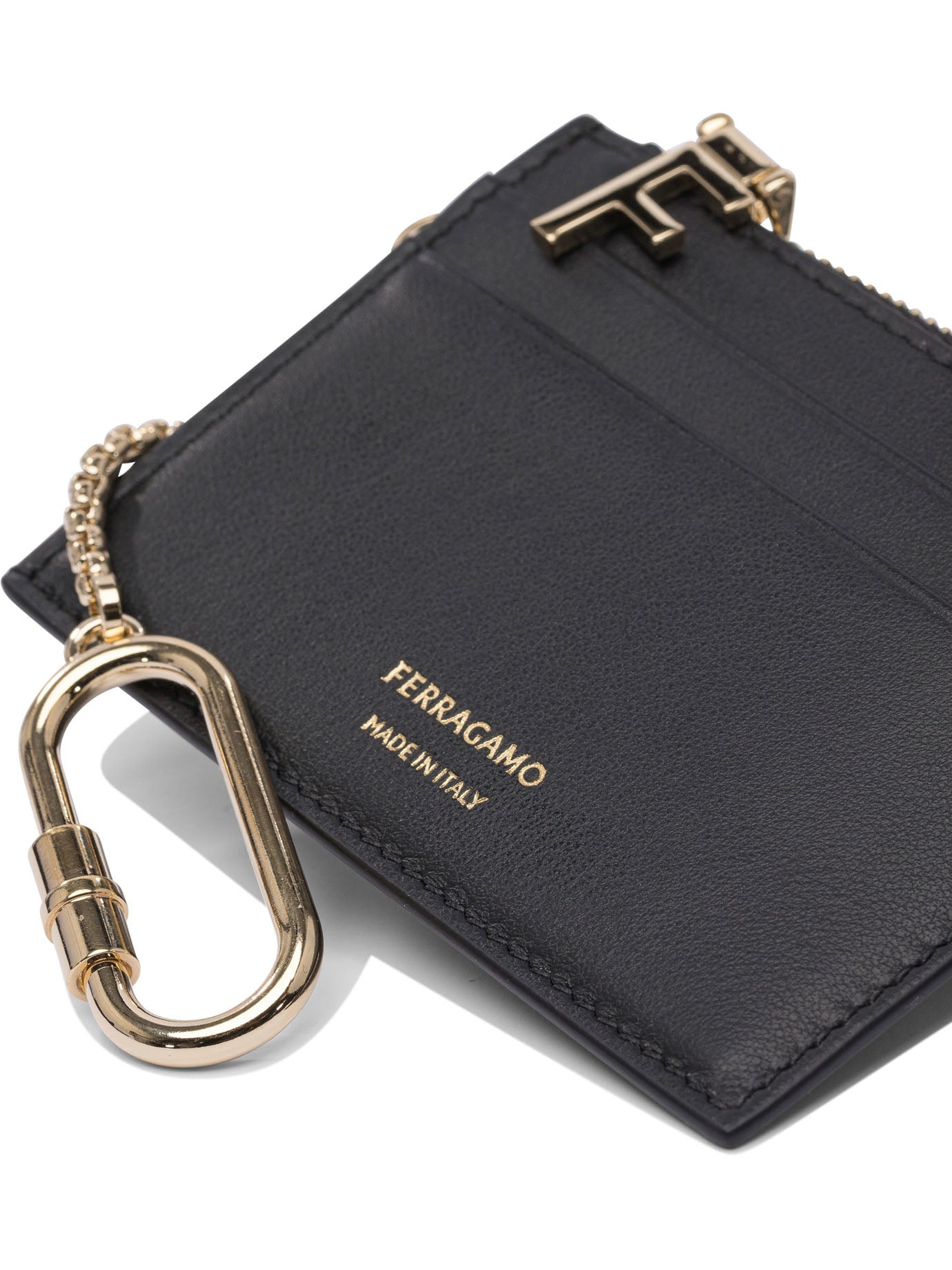 Ferragamo Leather Card Case With Keychain