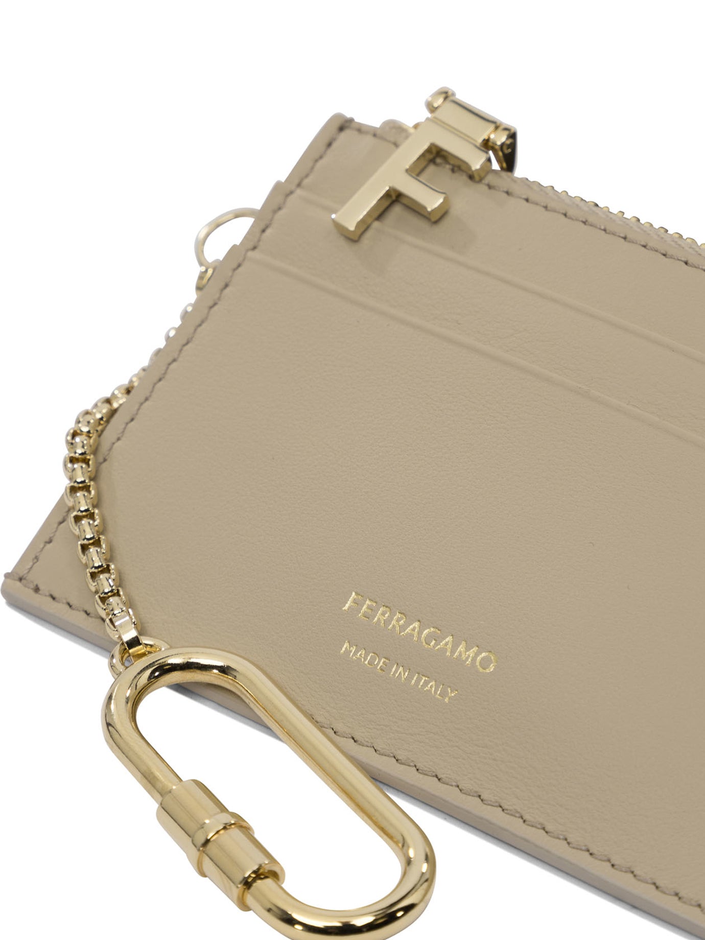 Ferragamo Leather Card Case With Key Ring
