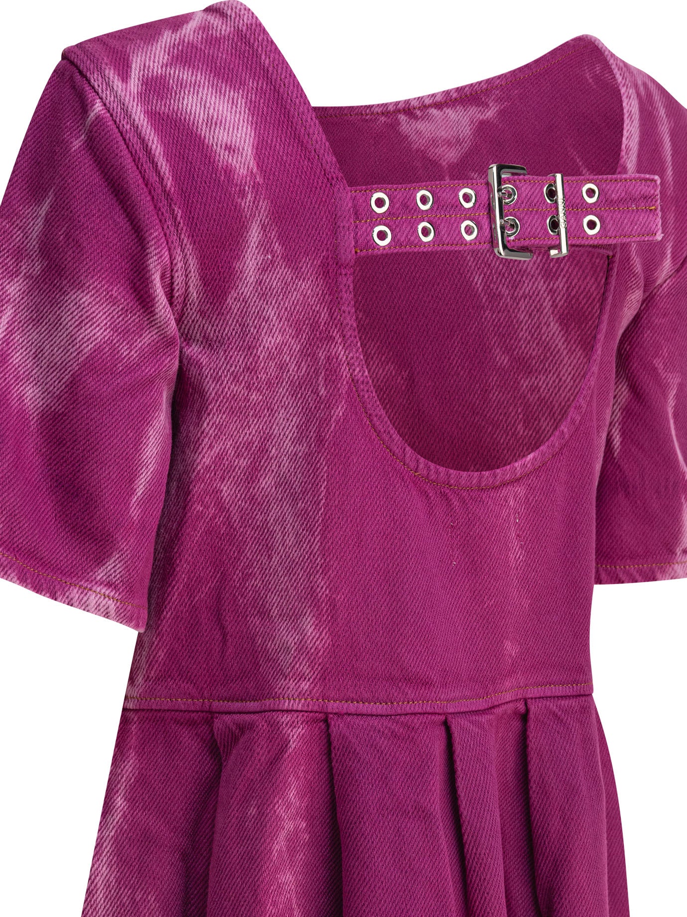 Ganni Denim Midi Dress With Open Back