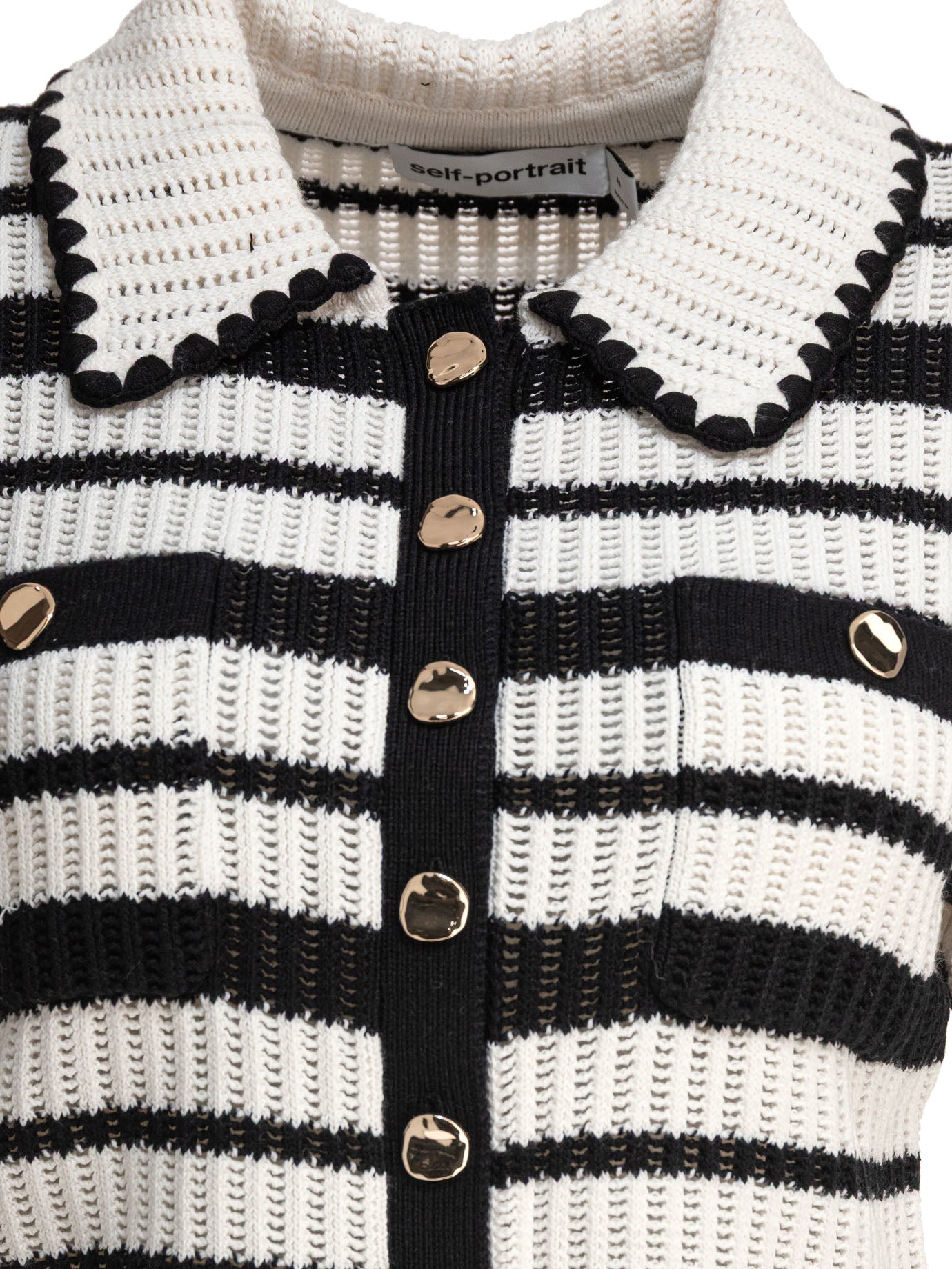 Self-portrait Crocheted Polo Sweater