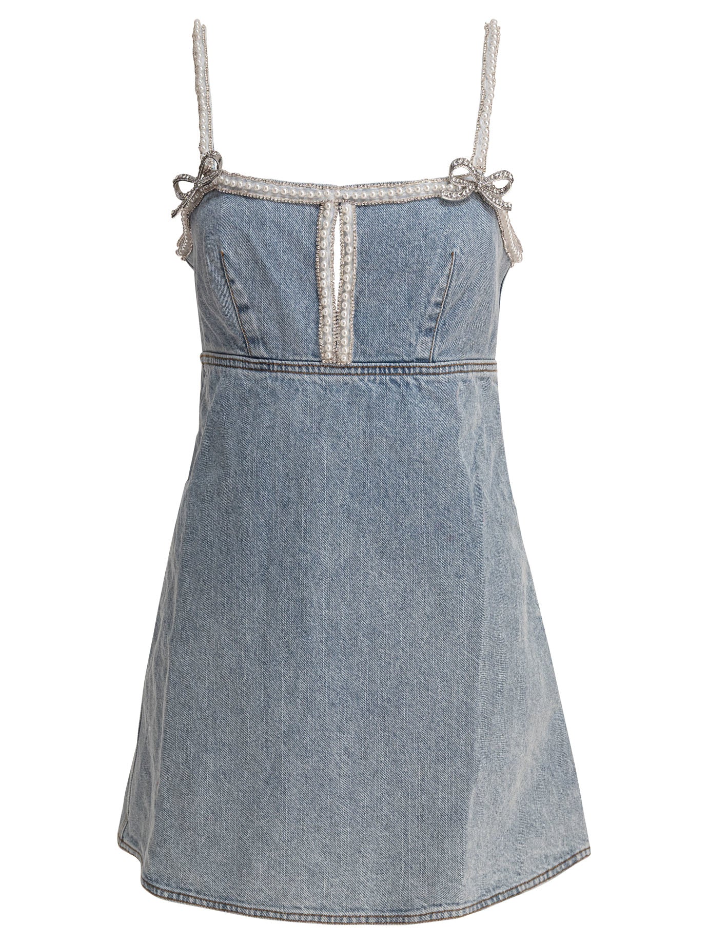 Self-portrait Beaded Denim Short Dress