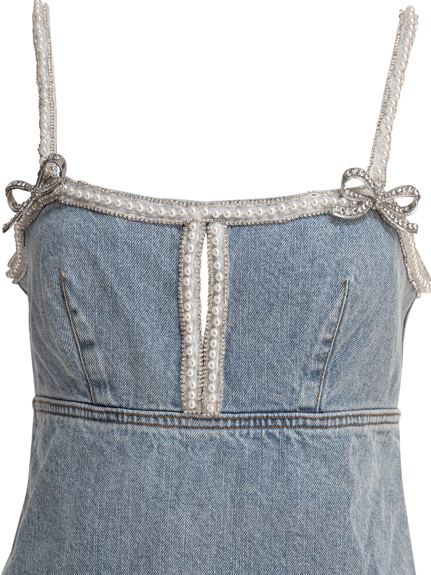 Self-portrait Beaded Denim Short Dress
