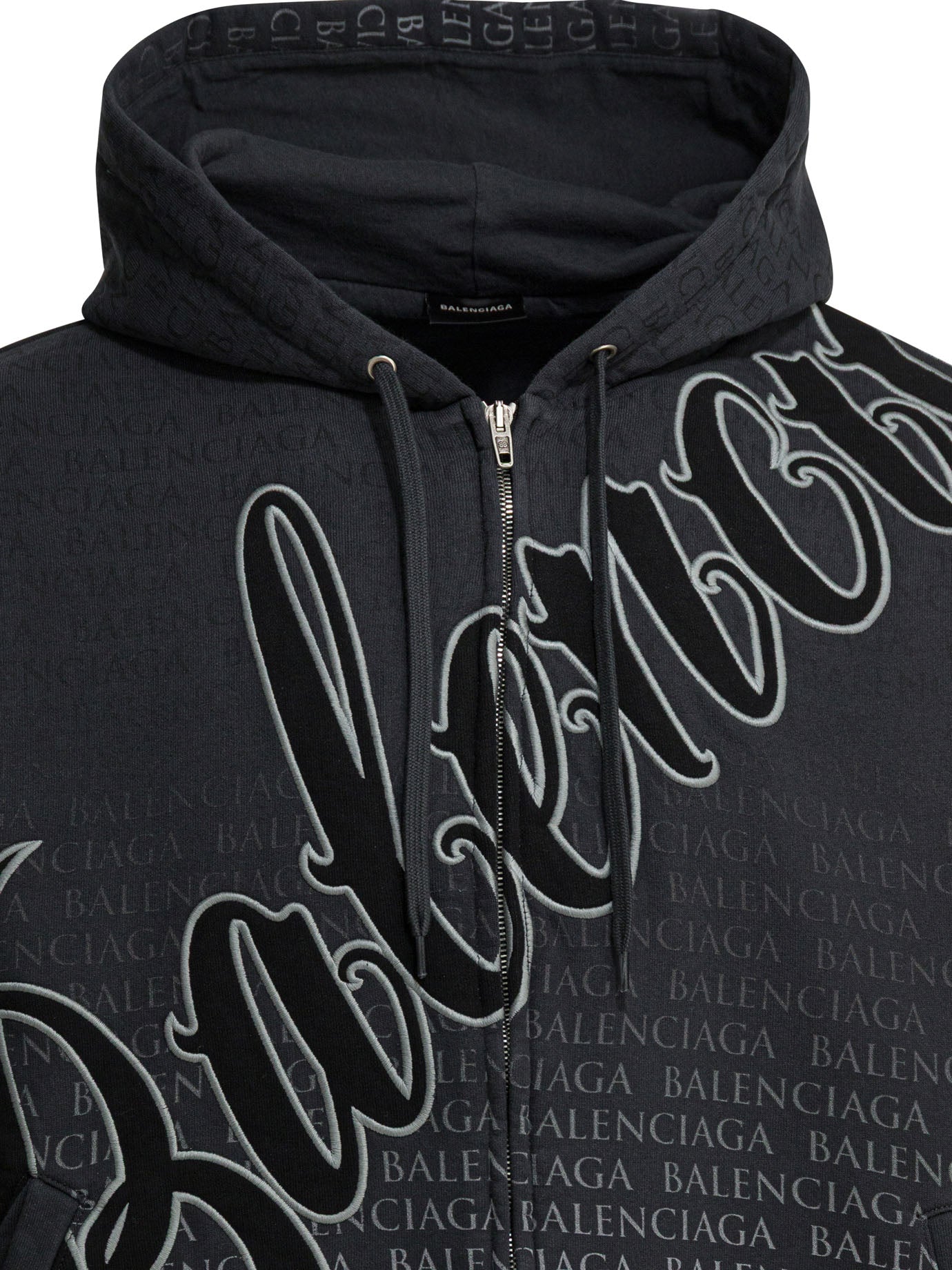 Balenciaga Big B Zippered Hooded Sweatshirt