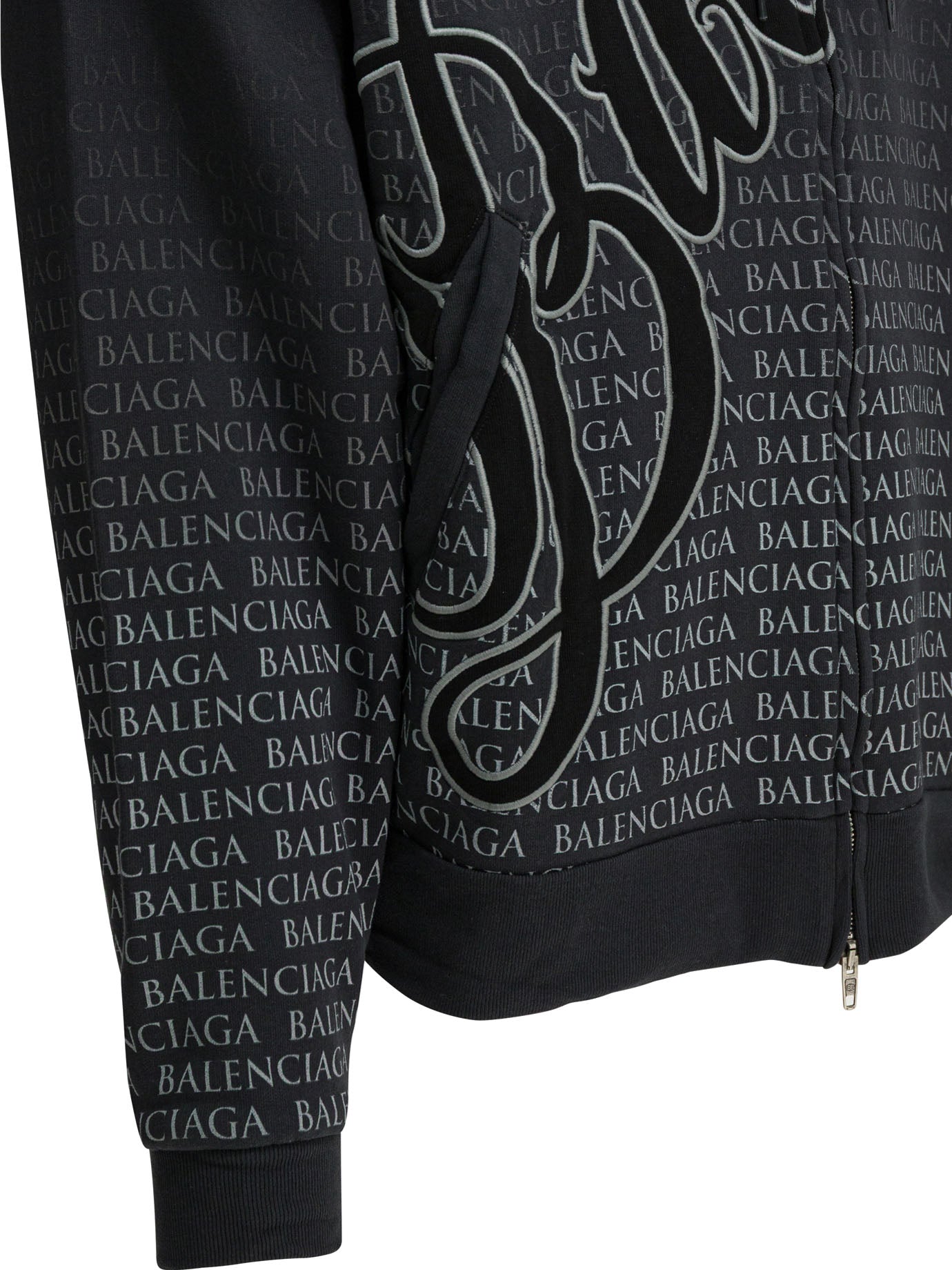 Balenciaga Big B Zippered Hooded Sweatshirt