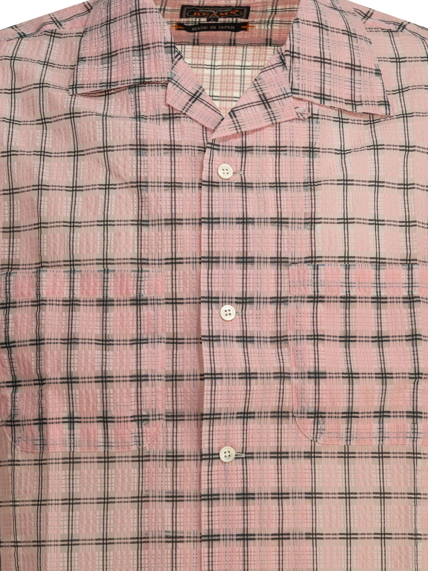 Beams Plus Open Collar Nylon Airy Plaid Casual Shirt