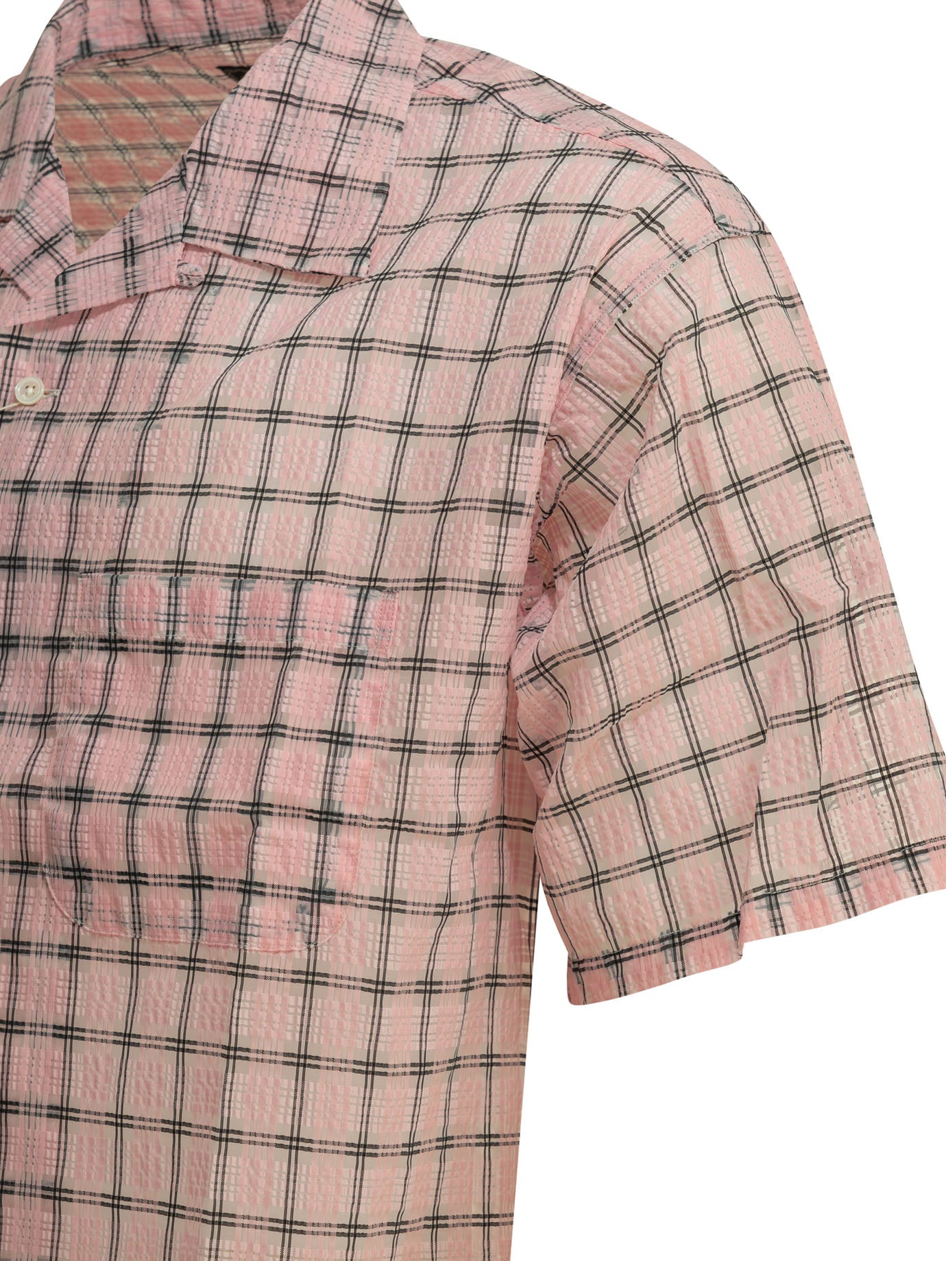 Beams Plus Open Collar Nylon Airy Plaid Casual Shirt