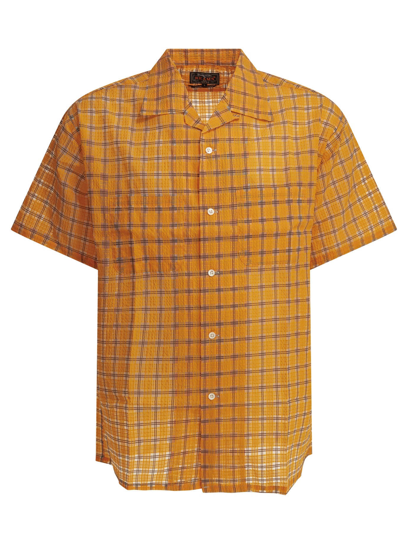 Beams Plus Open Collar Nylon Airy Plaid Casual Shirt