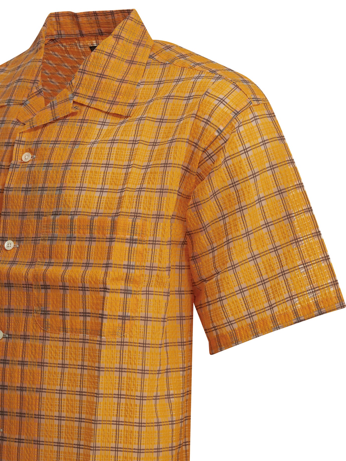 Beams Plus Open Collar Nylon Airy Plaid Casual Shirt