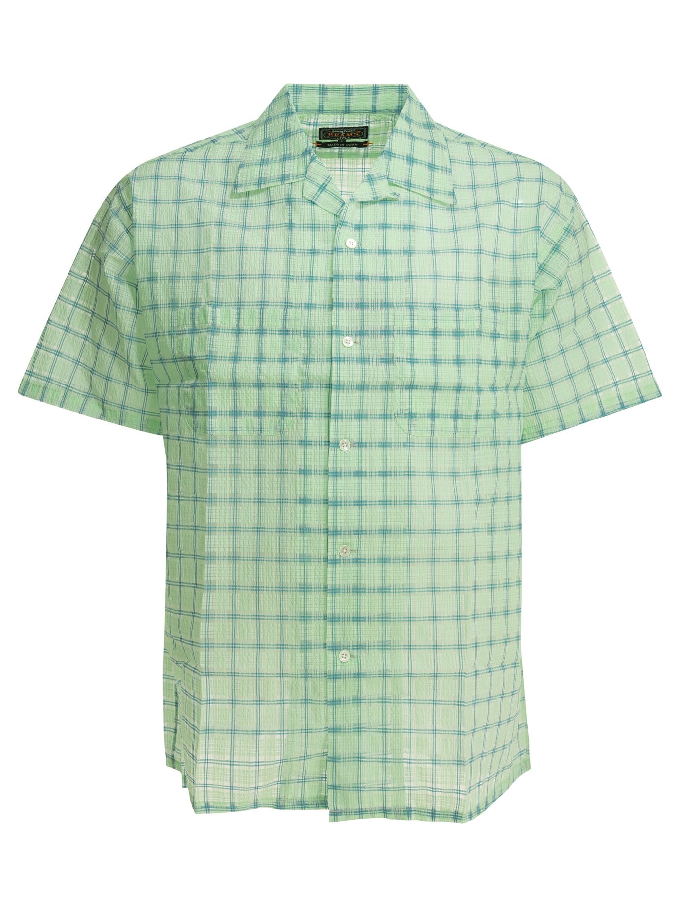 Beams Plus Open Collar Nylon Airy Plaid Casual Shirt