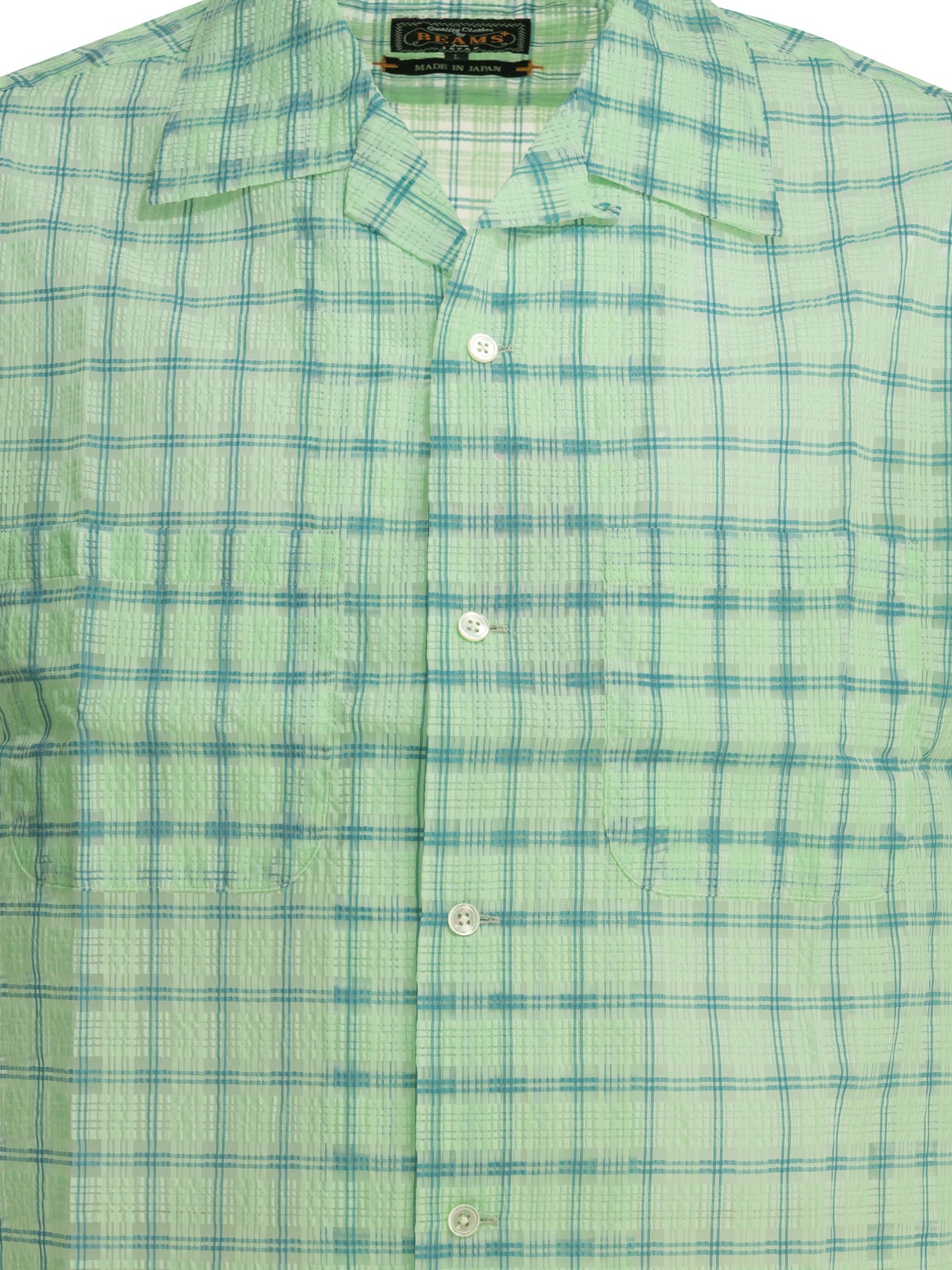 Beams Plus Open Collar Nylon Airy Plaid Casual Shirt