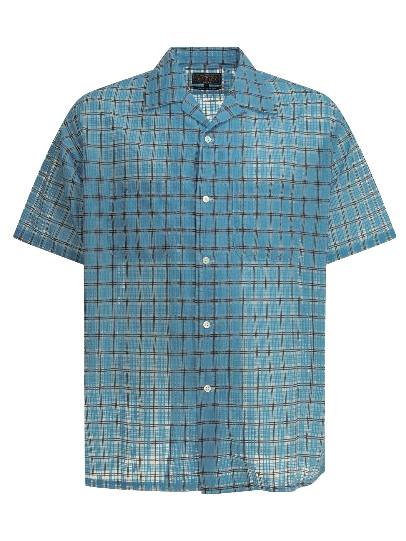 Beams Plus Open Collar Nylon Airy Plaid Casual Shirt