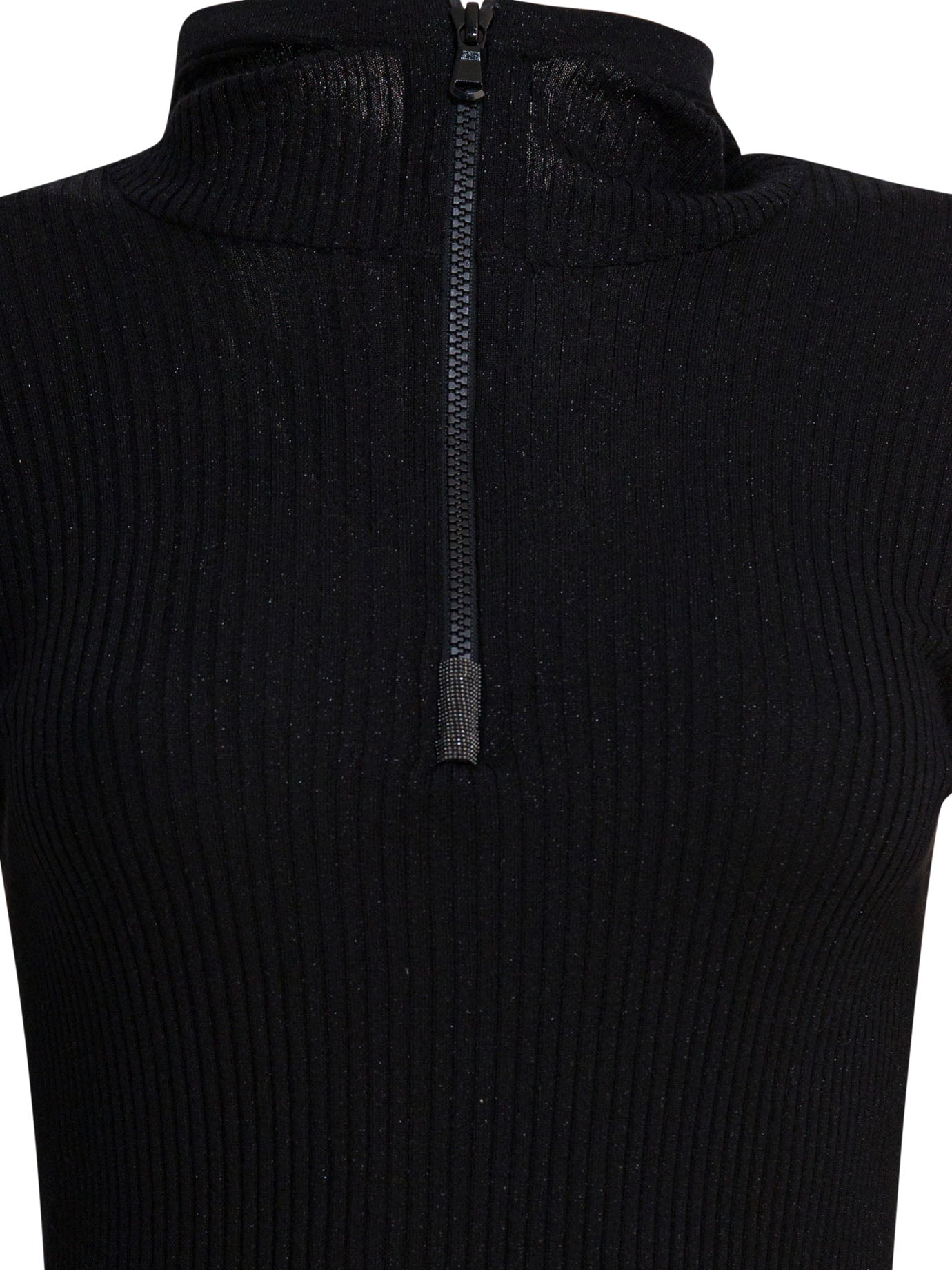 Brunello Cucinelli Sweater With Hood And Half Zipper
