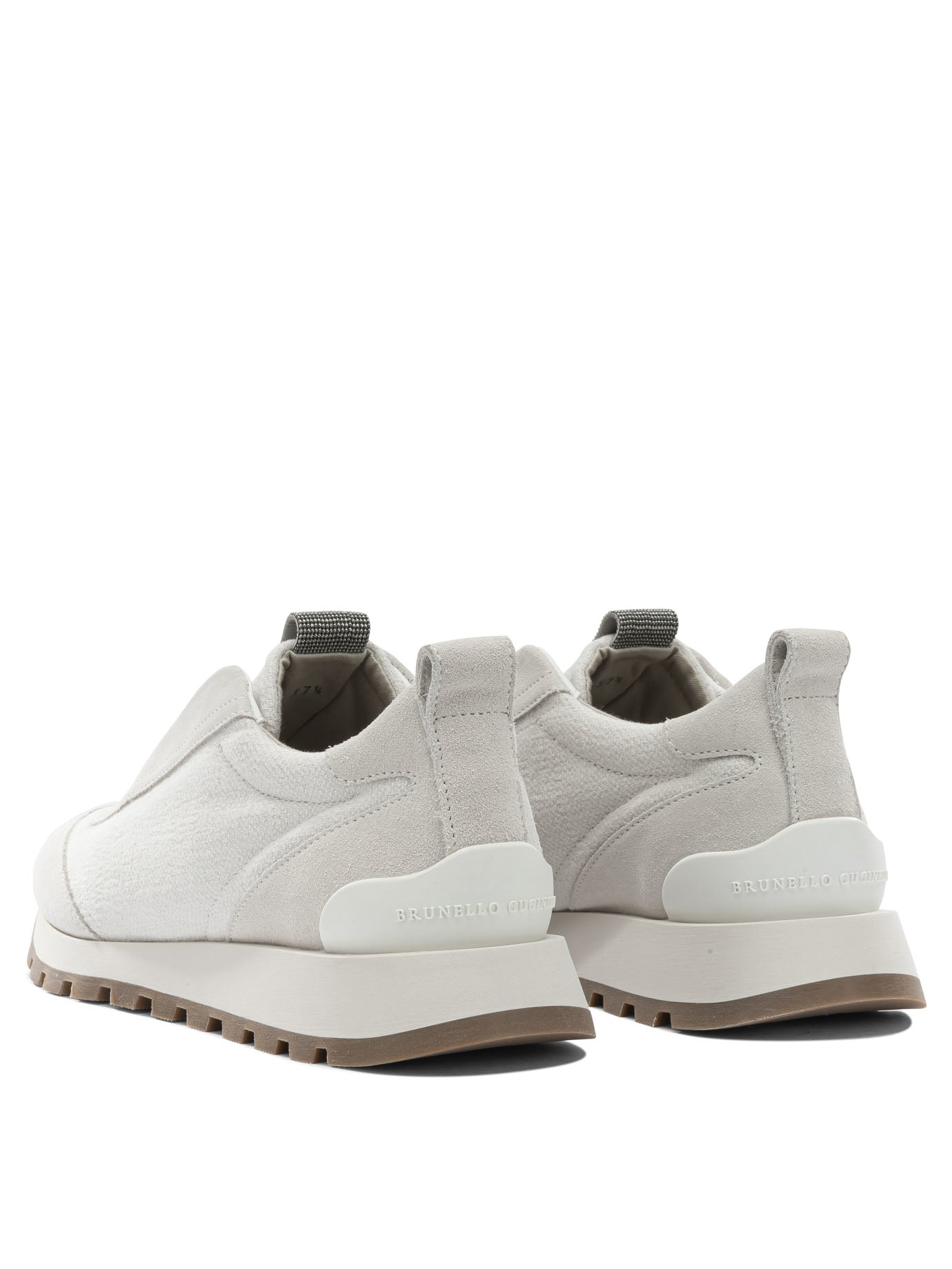 Brunello Cucinelli Canvas And Suede Sneaker With Precious Detail