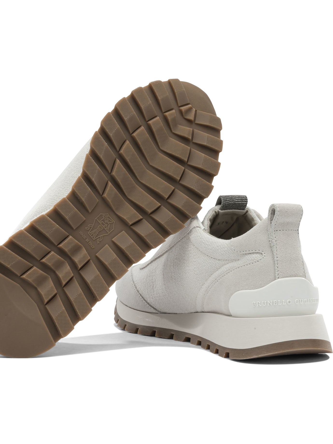 Brunello Cucinelli Canvas And Suede Sneaker With Precious Detail