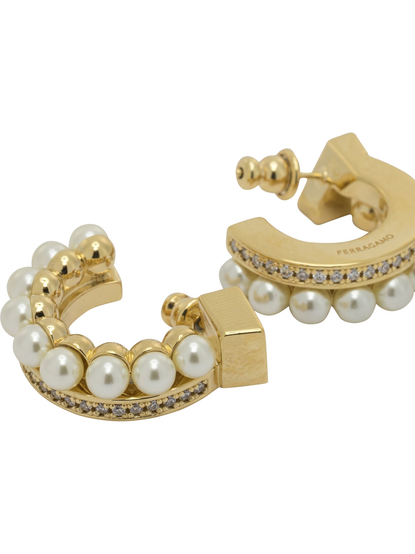 Ferragamo Gancini Earrings With Pearls