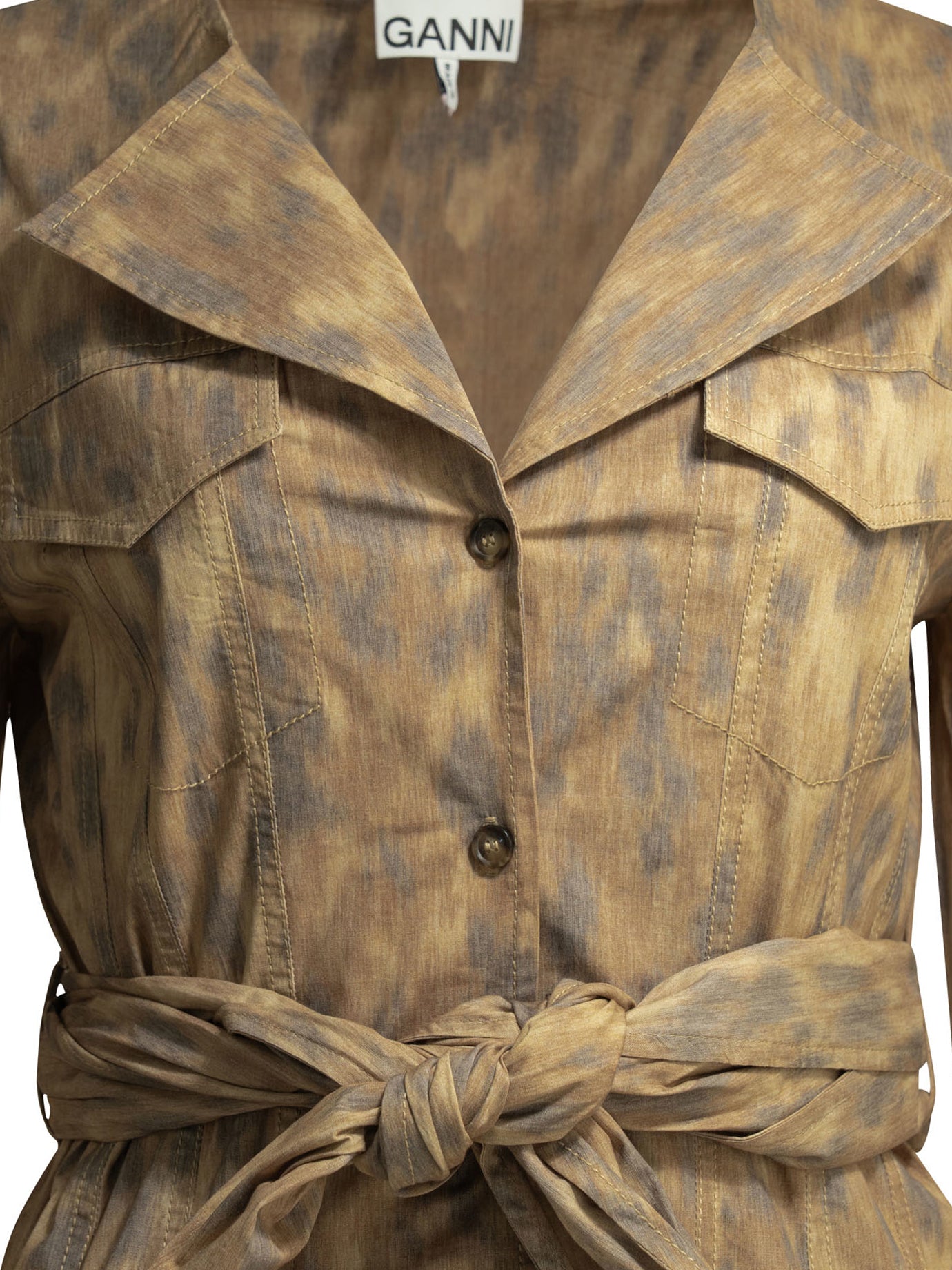 Ganni Animal Print Chemisier Dress