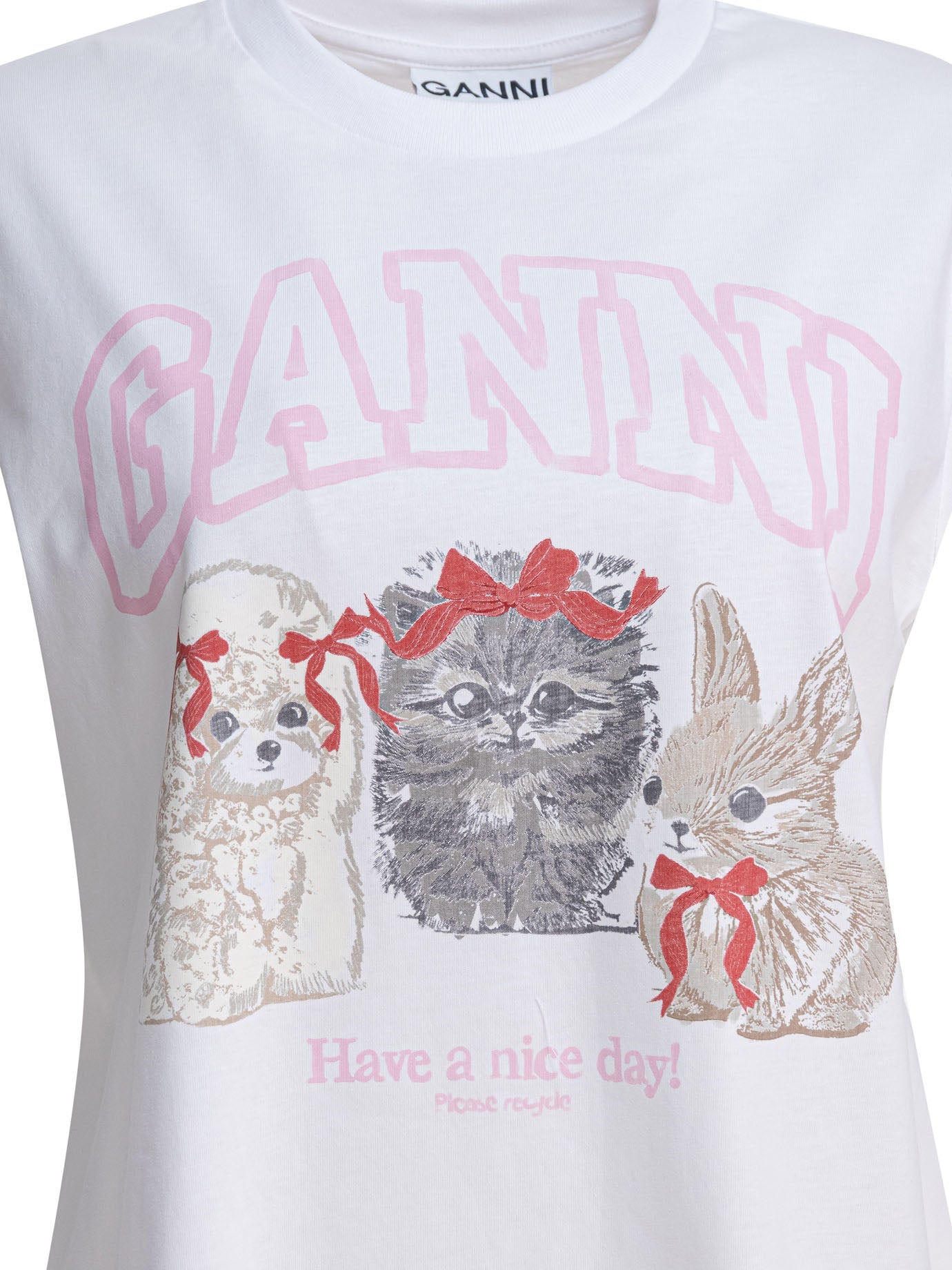 Ganni Cute Animals T-Shirt In Cotton
