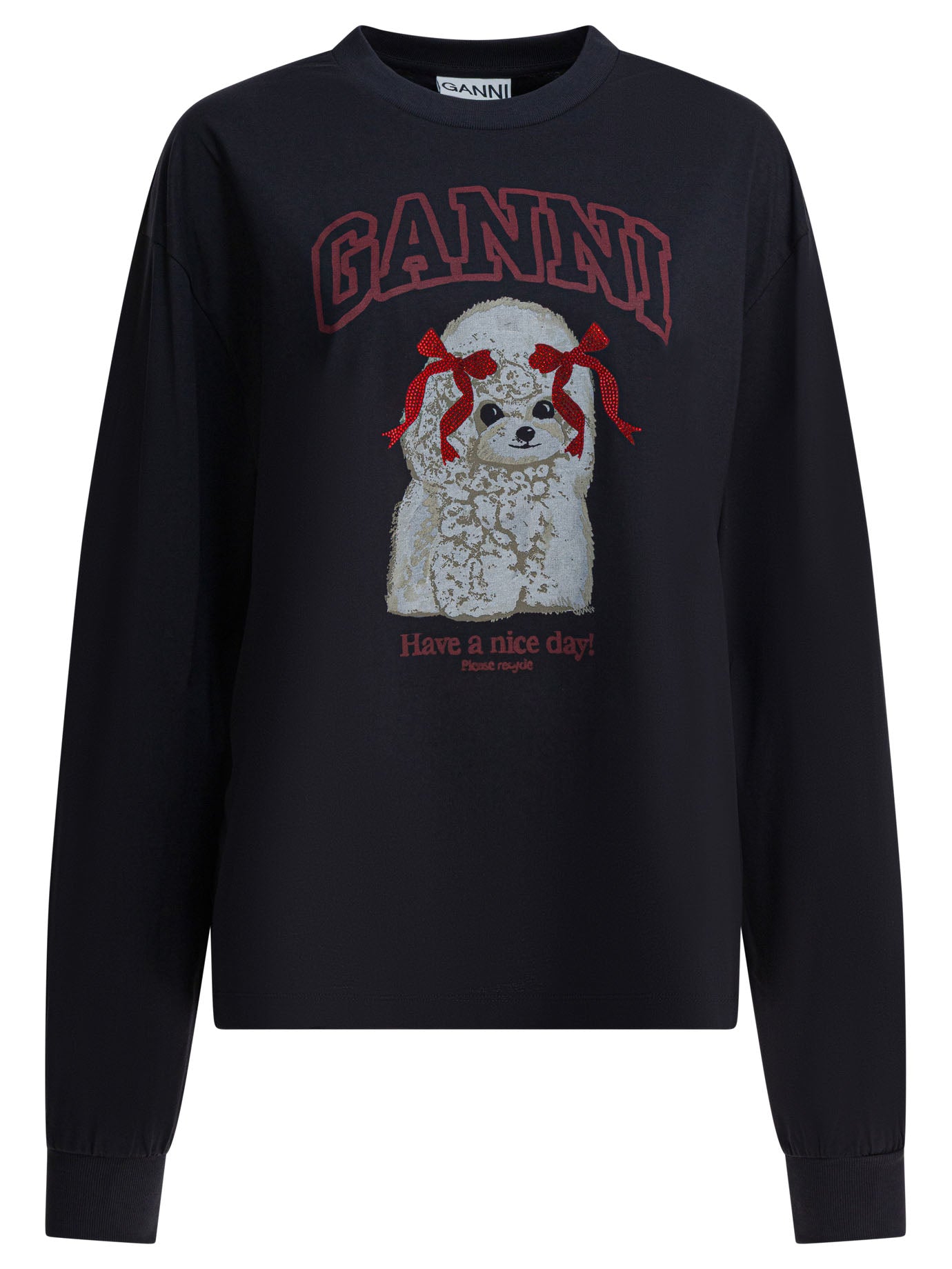 Ganni Poddle Cotton Crewneck Sweatshirt