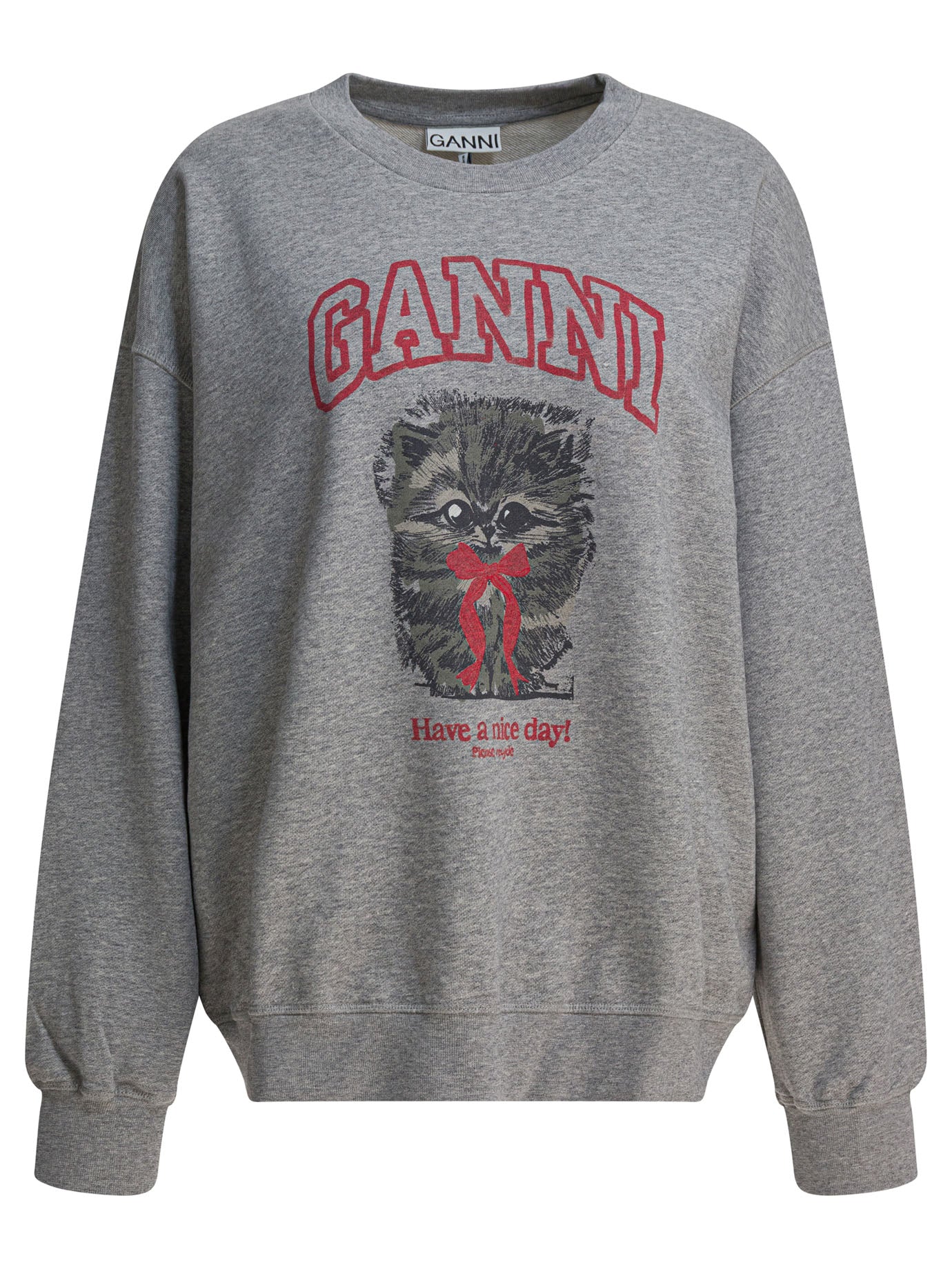 Ganni Margot Kitty Print Crewneck Sweatshirt