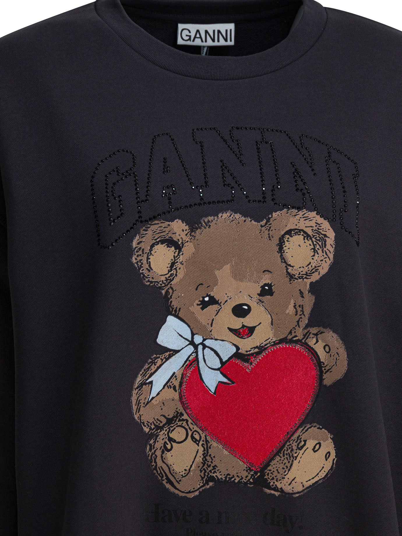 Ganni Bear Embellished Crewneck Sweatshirt