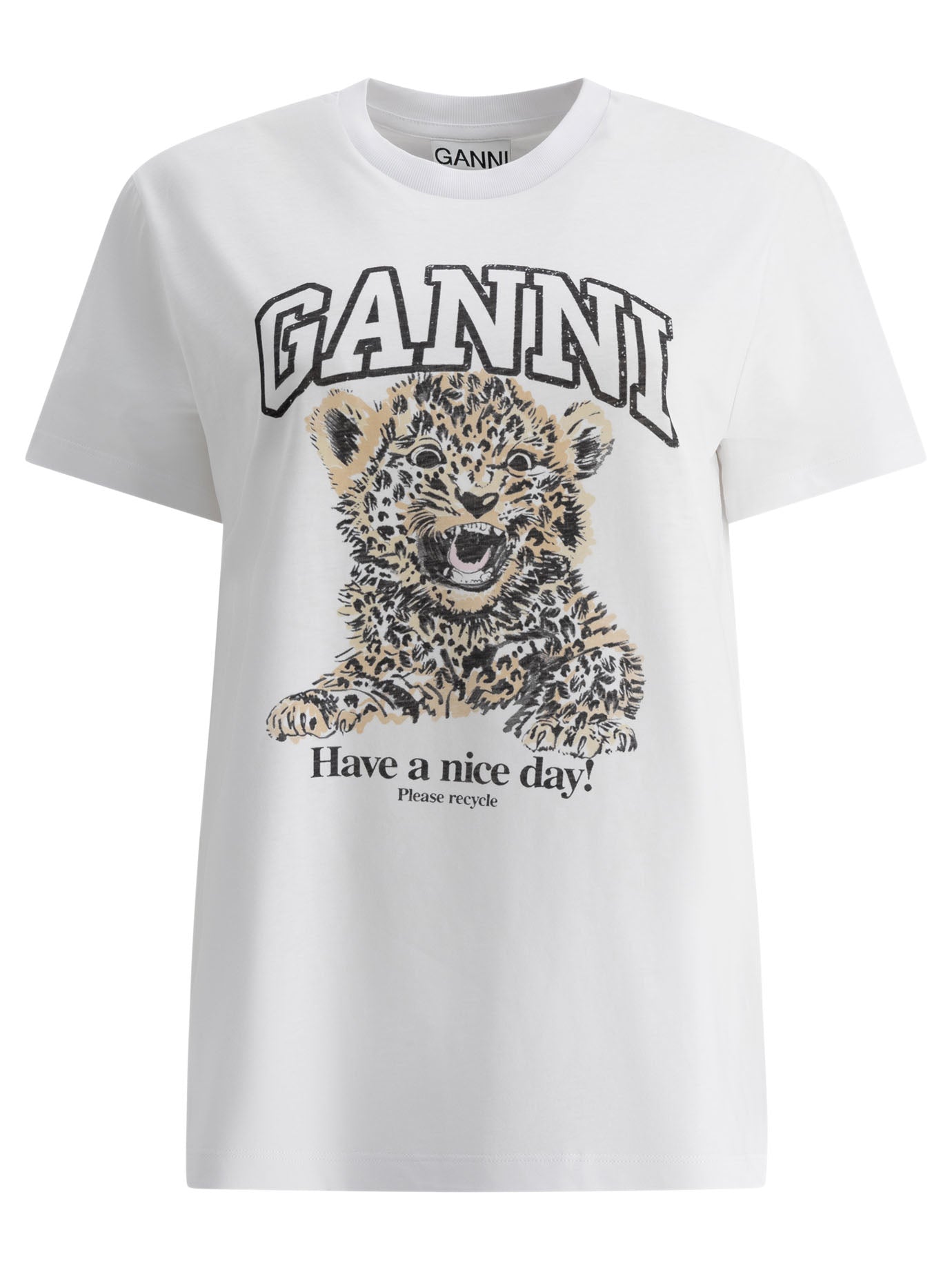 Ganni Cotton T-Shirt With Print