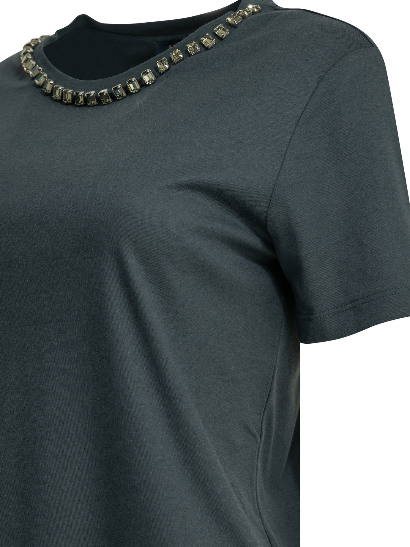 Max Mara S Crew-Neck T-Shirt With Jewel Embroidery